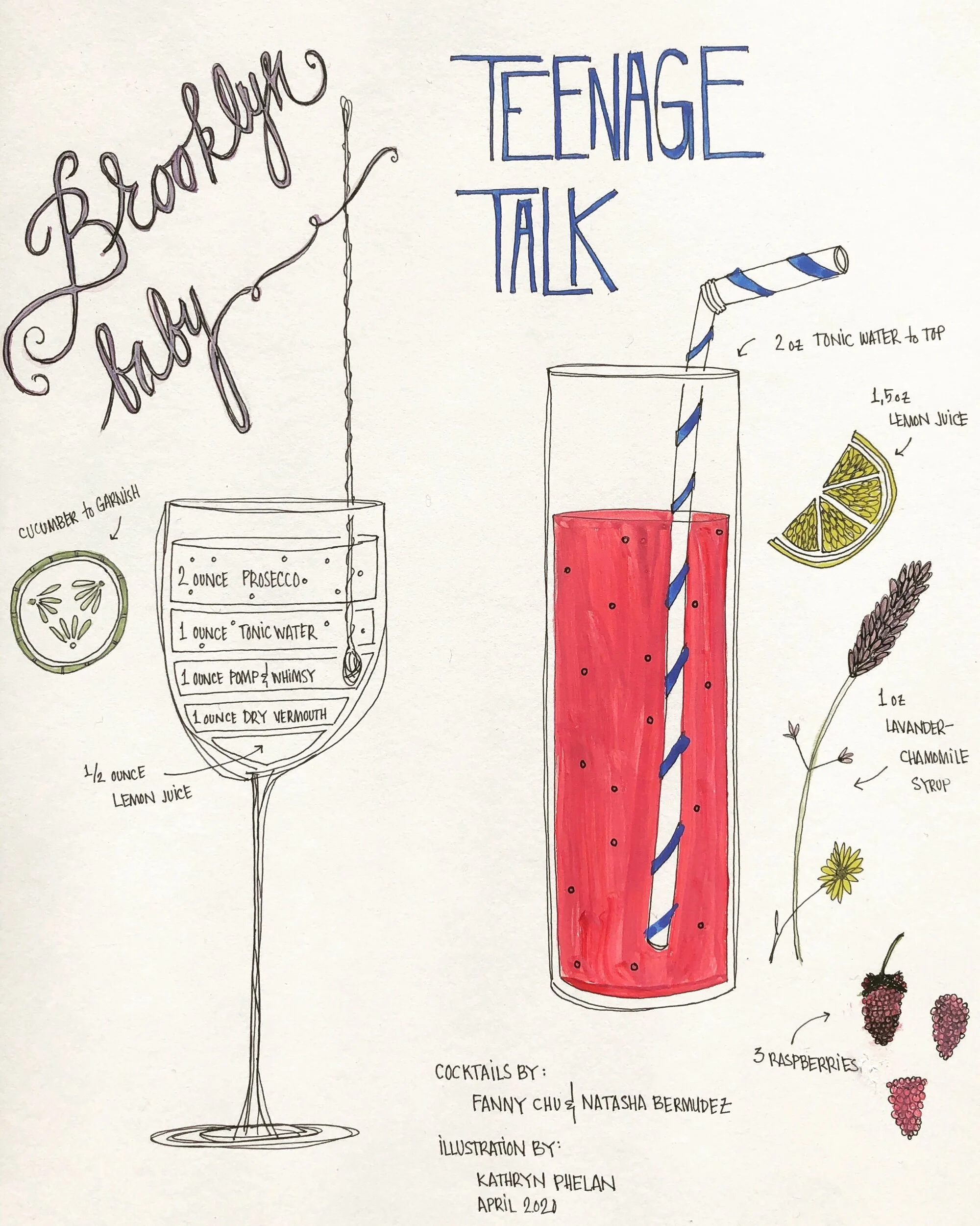Illustrated Cocktail for Pomp & Whimsy Gin Liqueur