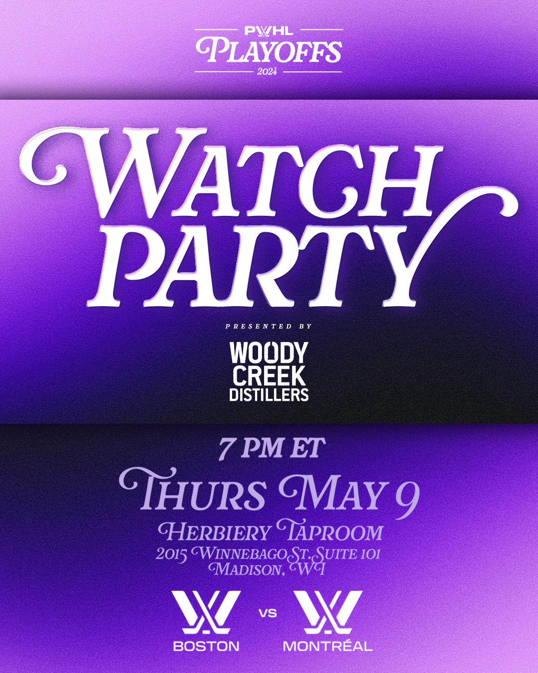 PWHL Boston vs. Montreal Watch Party