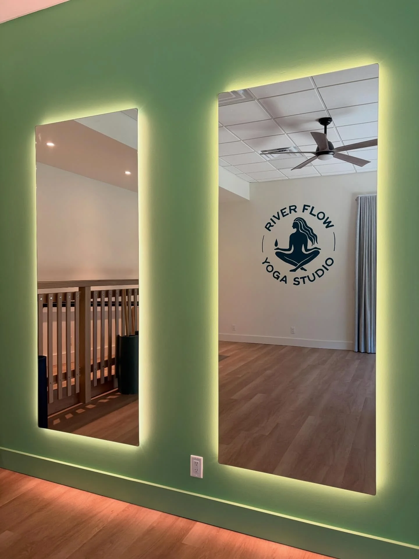 I recently wrapped up this project for Chanista with @riverflowyogastudiotulsa 🙏 I designed the logo late last year, and just this weekend painted it in the new yoga space in Downtown Tulsa. Thank you, Chanista, for trusting me with your vision and 