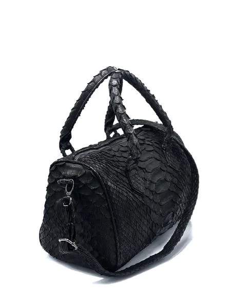 BLACK PYTHON FRINGE TOTE
