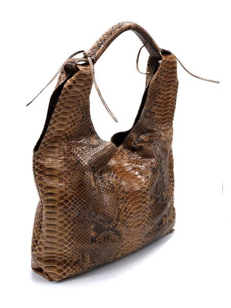 NEUTRAL BROWN SNAKESKIN SHOULDER BAG