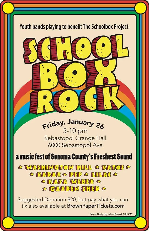 School Box Rock: Youth Bands Playing to Benefit The Schoolbox Project 1/26/18 @ Sebastopol Grange Hall Sebastopol, CA