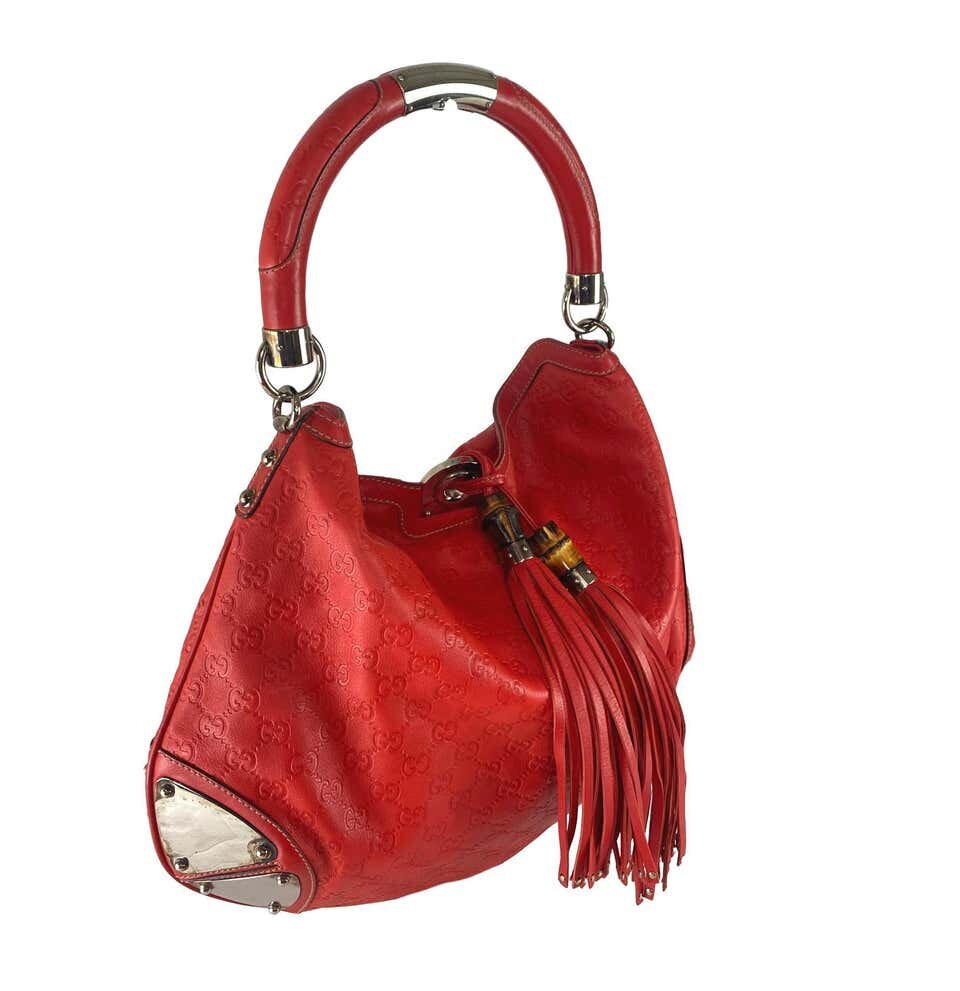 Gucci Red Guccissima Leather Babouska Boston Bag - Yoogi's Closet