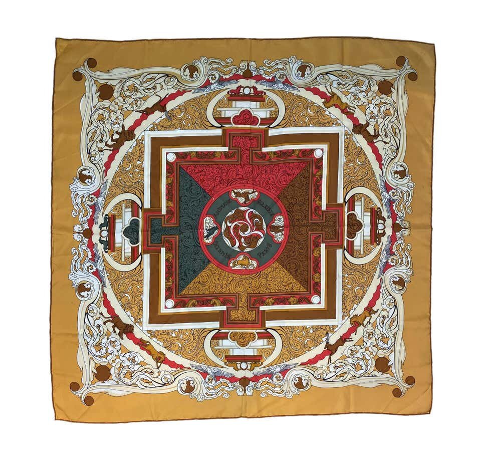 Hermès "Animaux Solaires" Twill Silk Scarf by Zoe Pauwels, circa 1994.