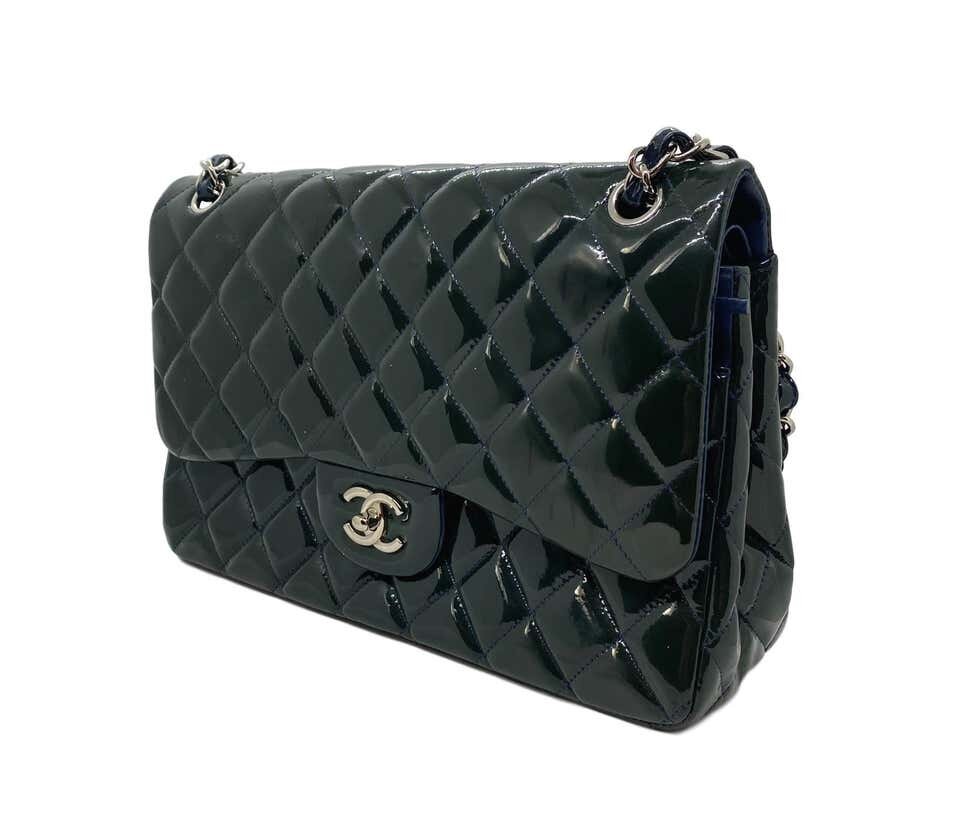 Chanel Deep Marine Patent Leather Jumbo Classic Double Flap Bag