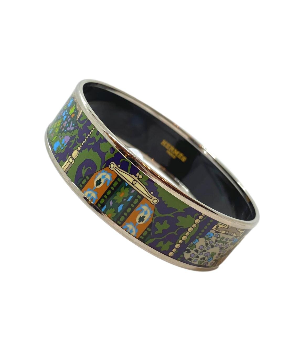 Hermès Cachemire de Tamara Enamel and Palladium Bracelet Bangle