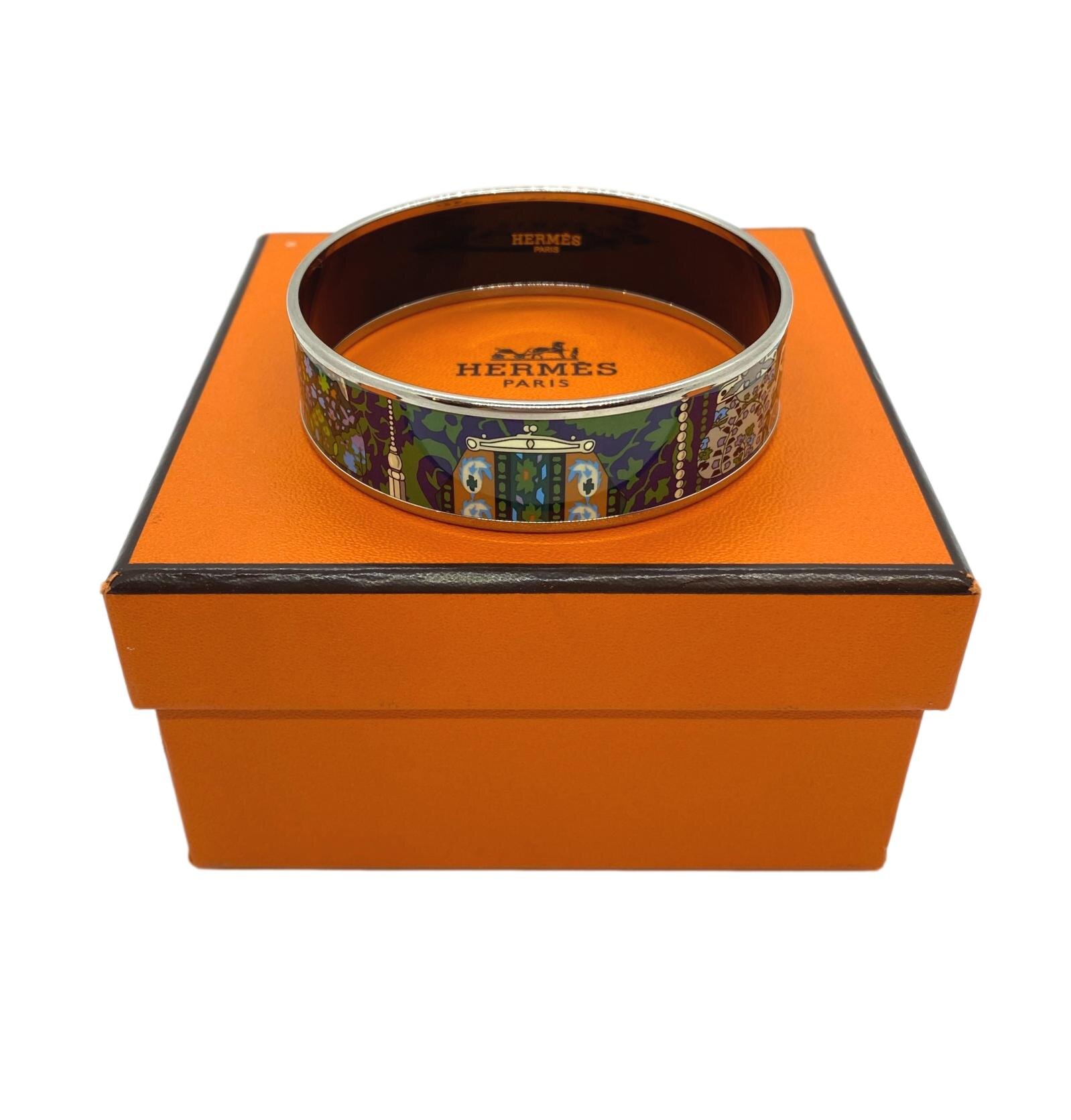 Hermès Cachemire de Tamara Enamel and Palladium Bracelet Bangle