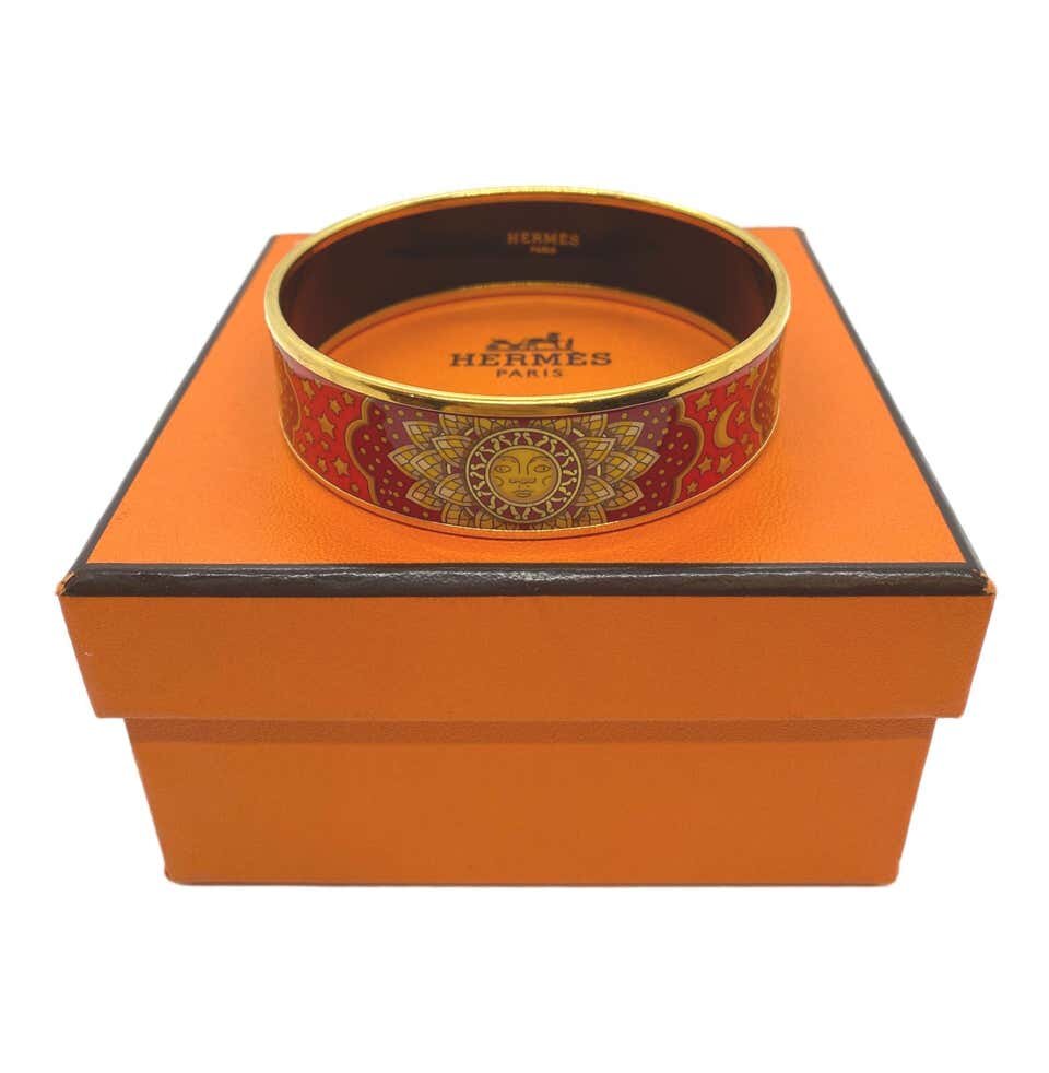Hermès Red & Orange Enamel Soleil Bracelet Bangle