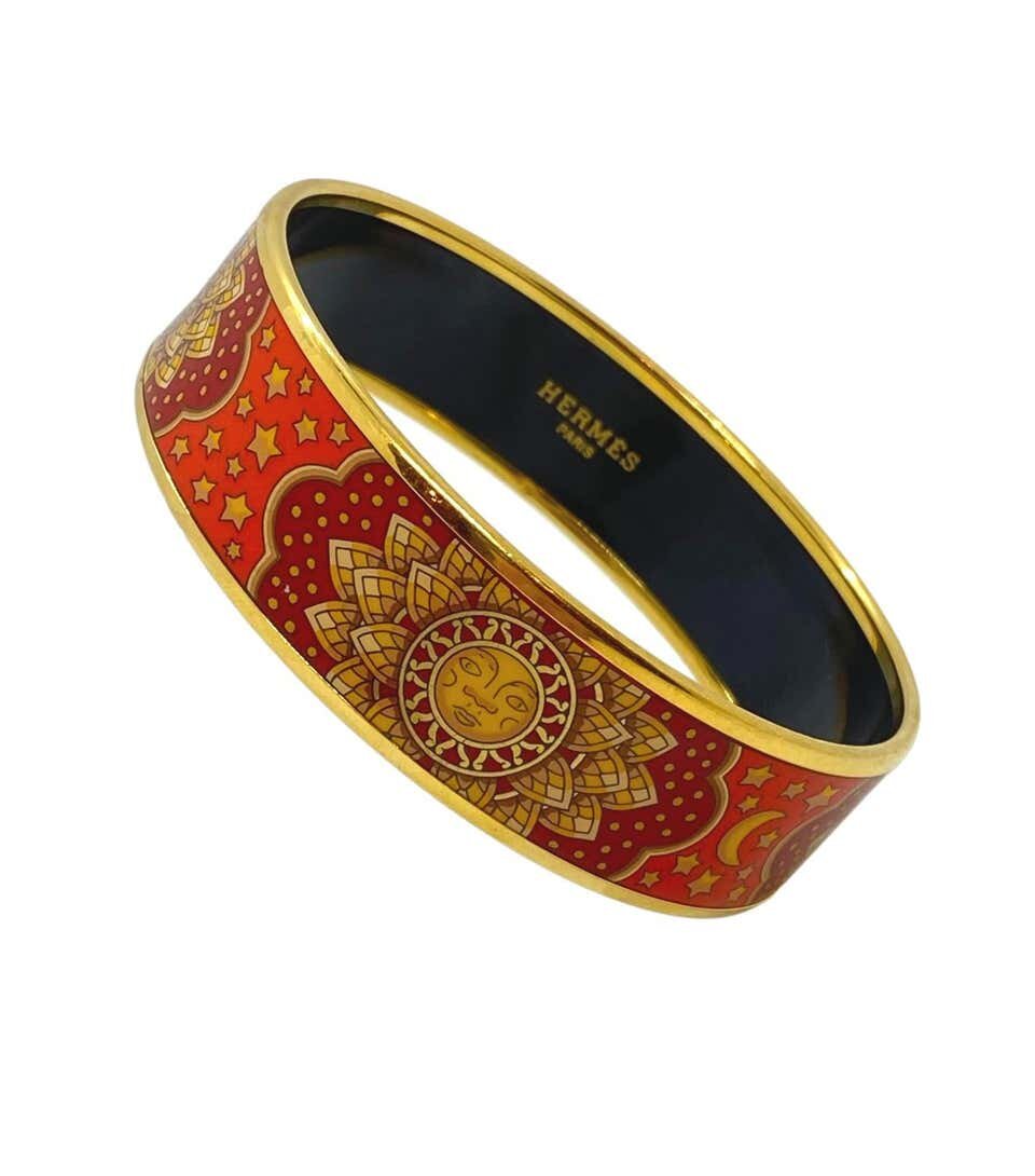 Hermès Red & Orange Enamel Soleil Bracelet Bangle