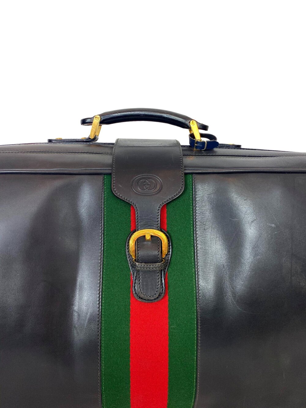 Vintage 80s Gucci GG Web Monogram Leather Crossbody Bag