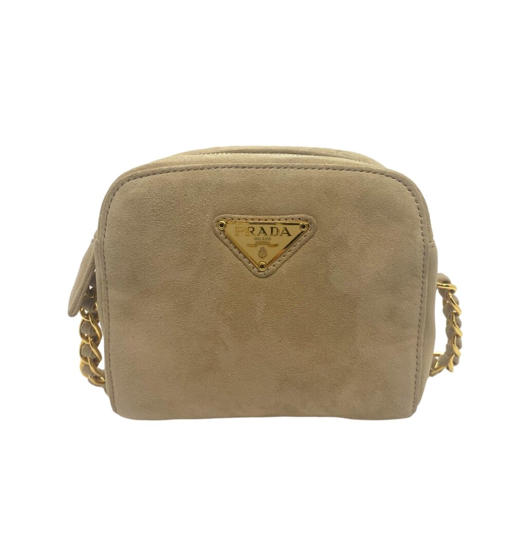 Prada Sand Suede Leather Vintage Mini Crossbody Bag, 2005.