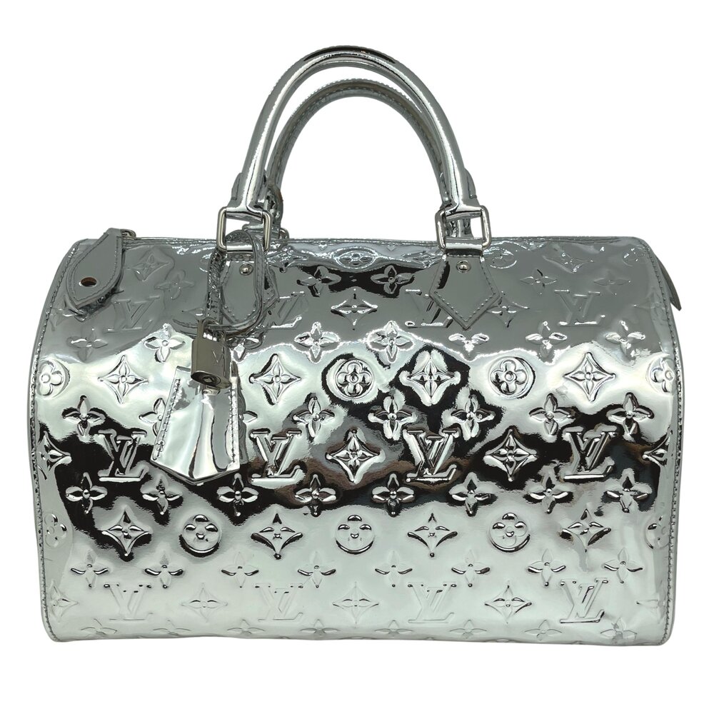 New IN BOX Louis Vuitton Mini Alma BB Cross Body Bag, SILVER MIROIR