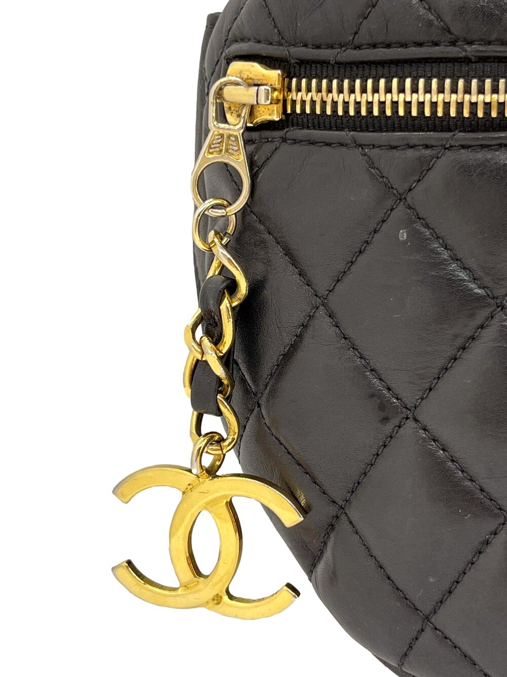 Chanel Black Quilted Lambskin All About Chains Waist Bag