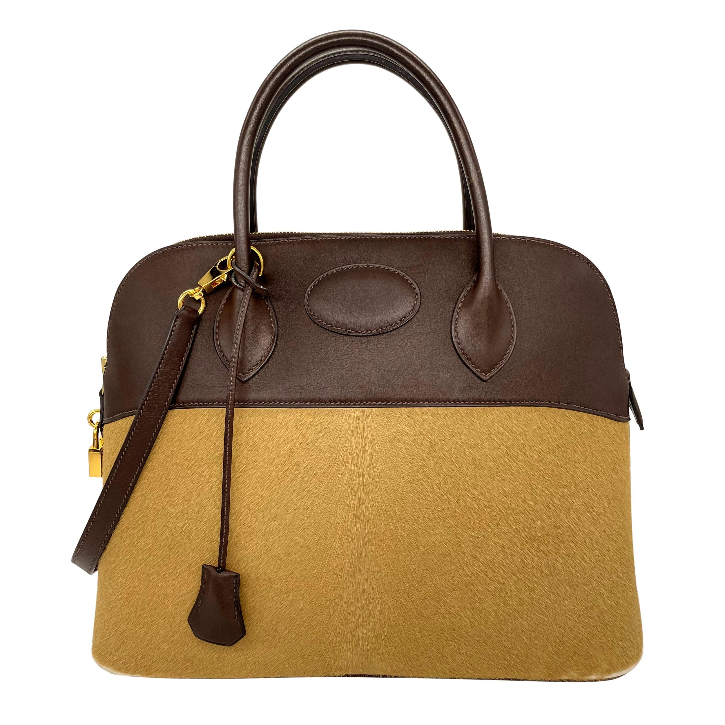 Hermès Limited Edition Ébene Evercalf & Troika Ponyhair Bolide Bag 35cm, 2007.