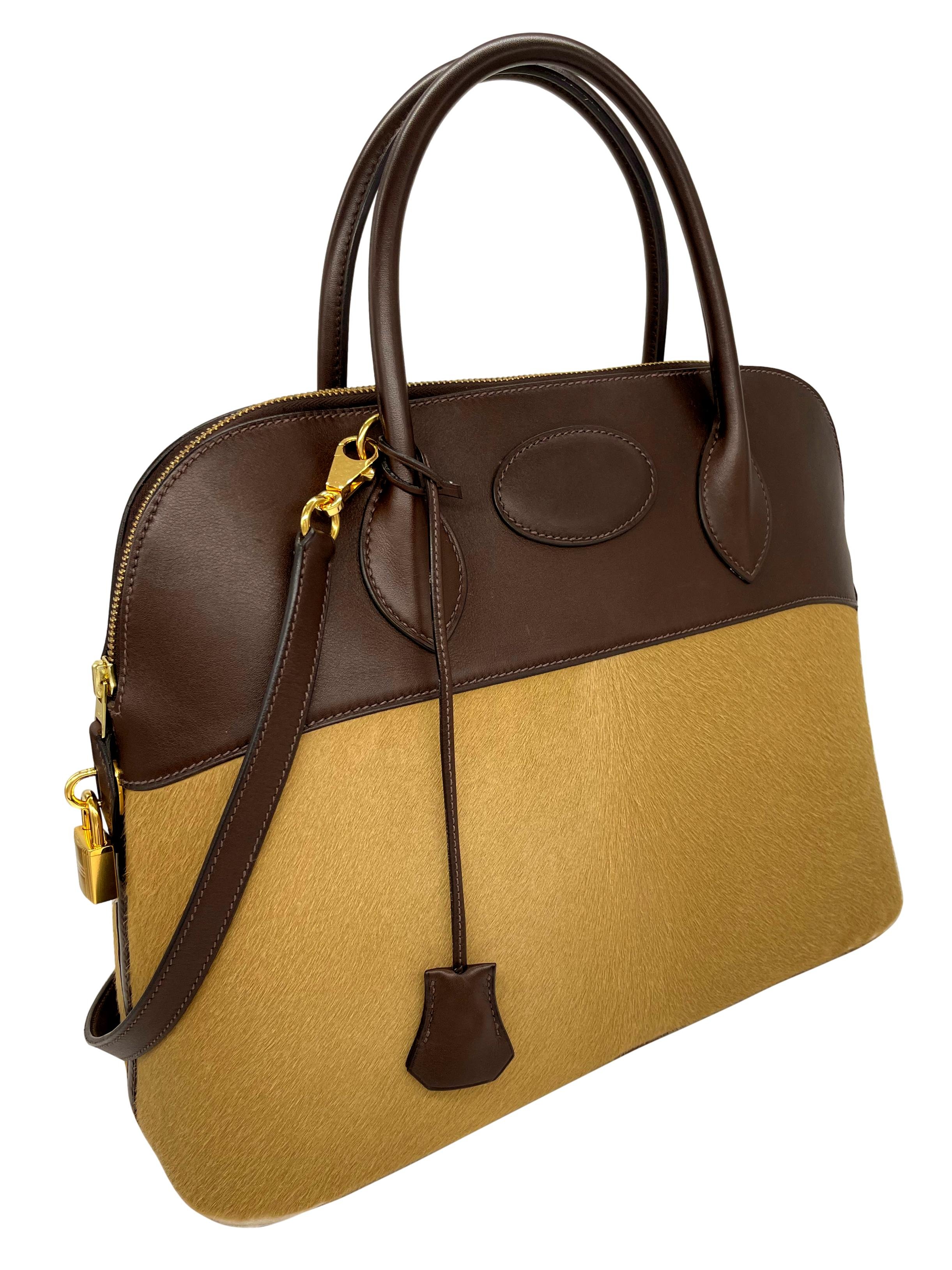 Hermès Limited Edition Ébene Evercalf & Troika Ponyhair Bolide Bag 35cm, 2007.