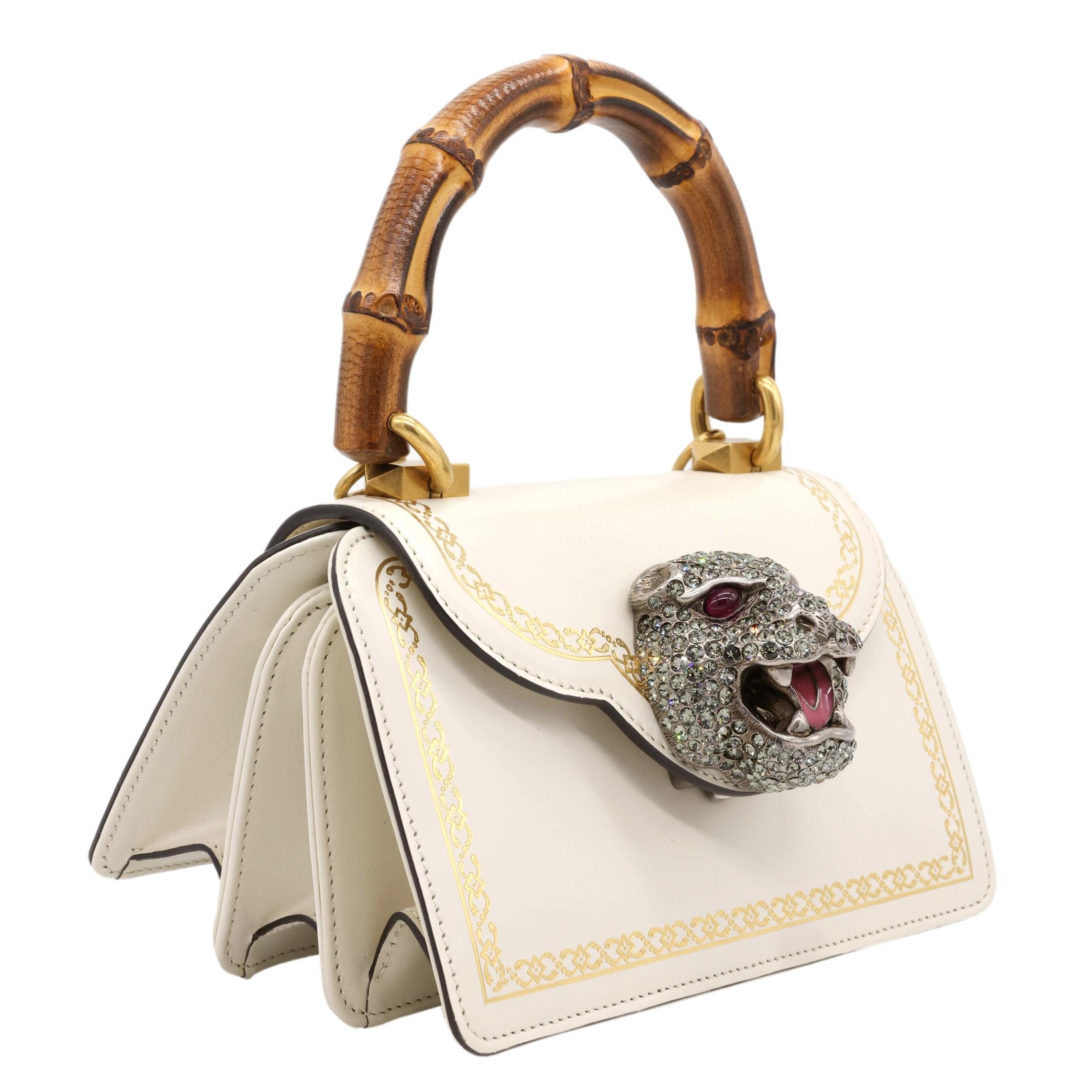 Gucci Thiara White Leather Bamboo Mini Top Handle Shoulder Bag, 2018.