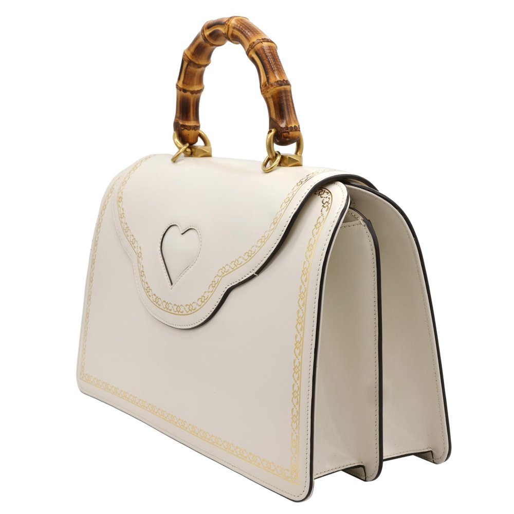 Gucci Thiara White Leather Bamboo Medium Top Handle Shoulder Bag, 2018.