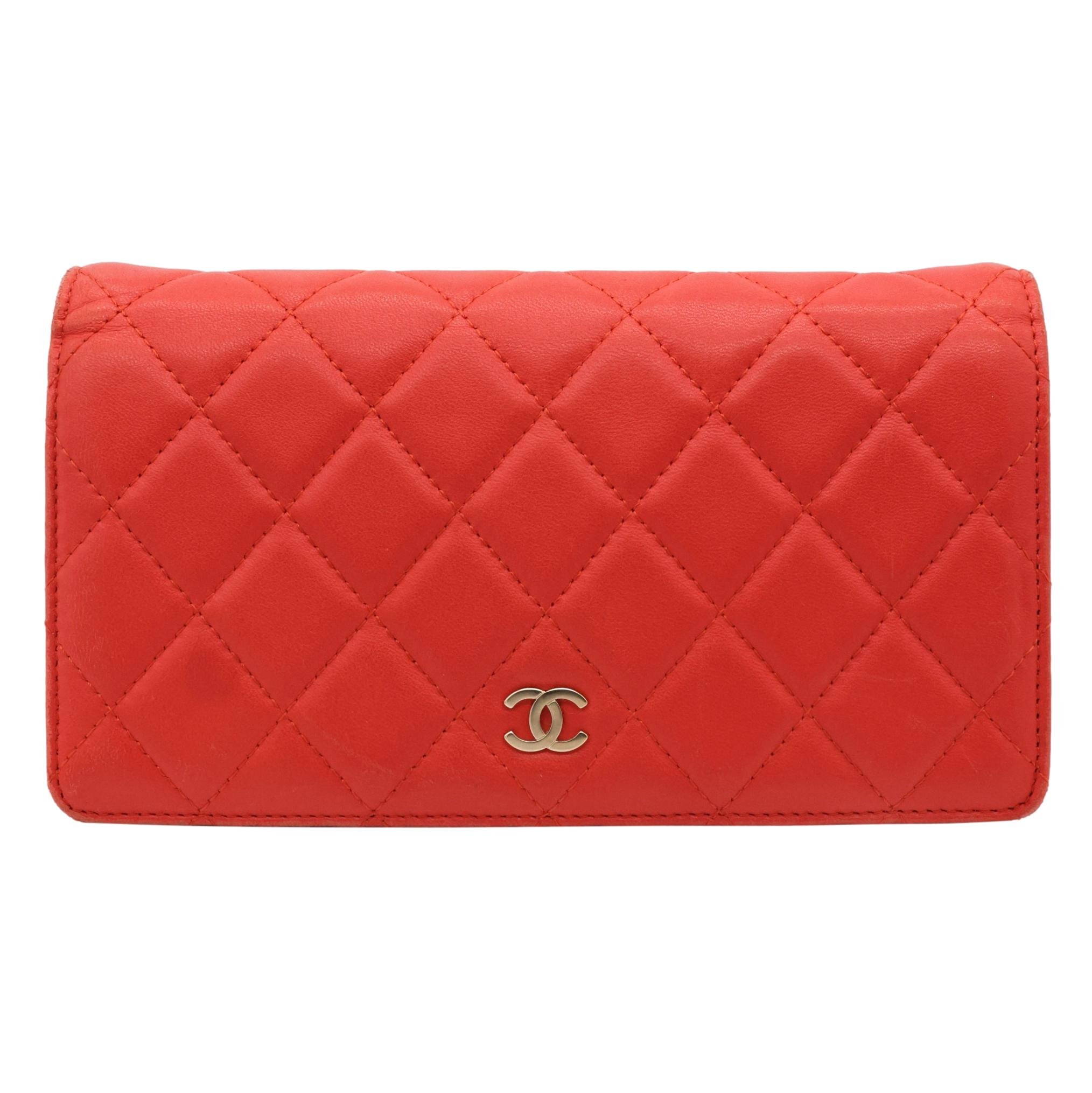 Chanel Quilted Coral Lambskin Leather Yen Continental Wallet, 2009 - 2010.