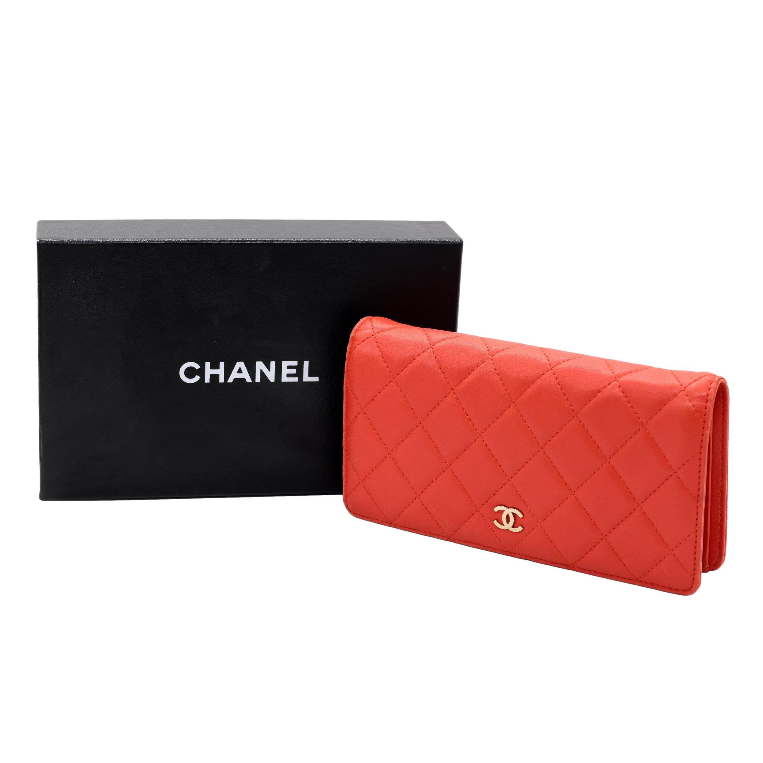 Chanel Quilted Coral Lambskin Leather Yen Continental Wallet, 2009 - 2010.