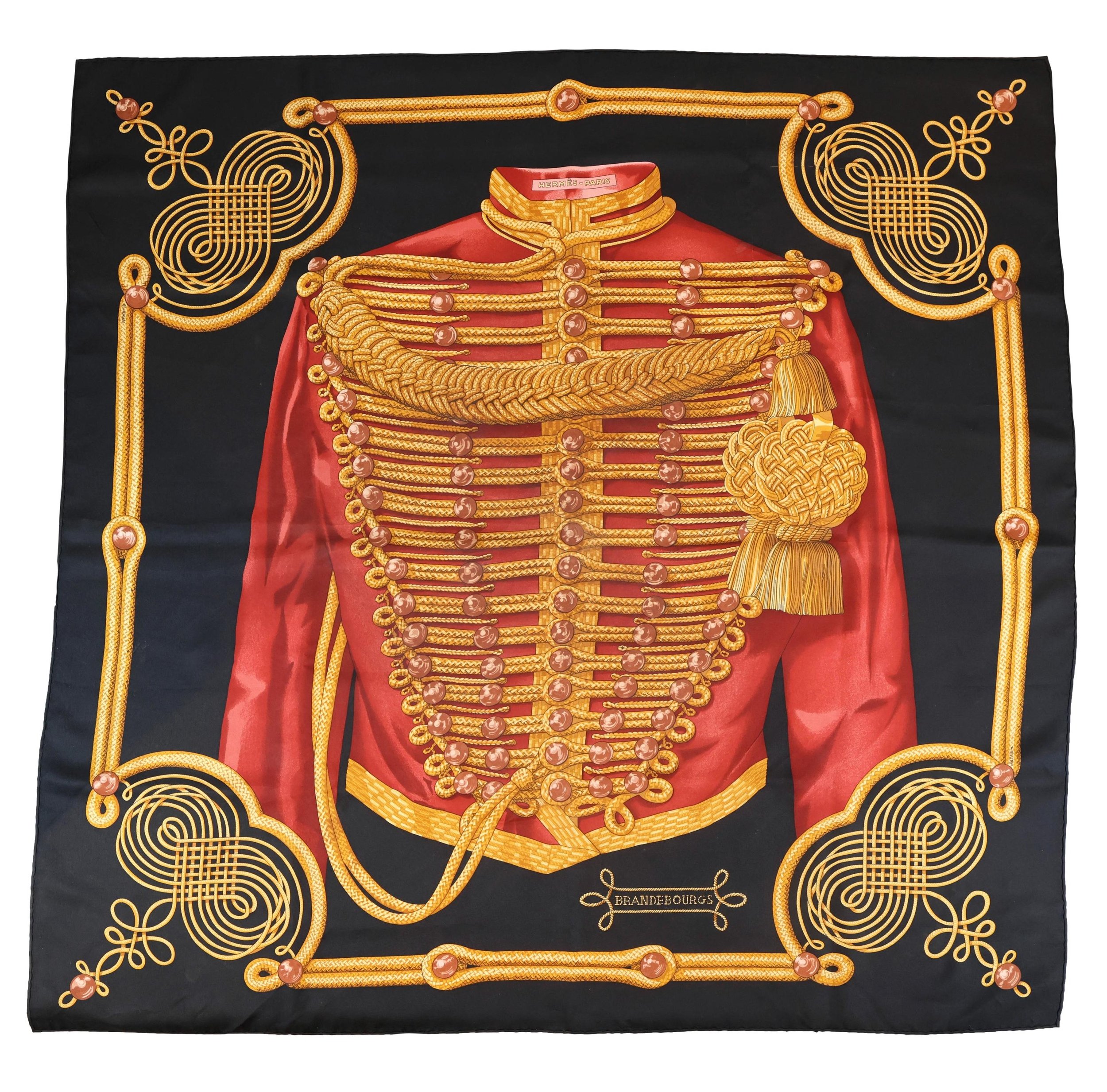 Hermès Limited Edition "Brandebourgs" Silk Twill Scarf by Cathy Latham, 1994.