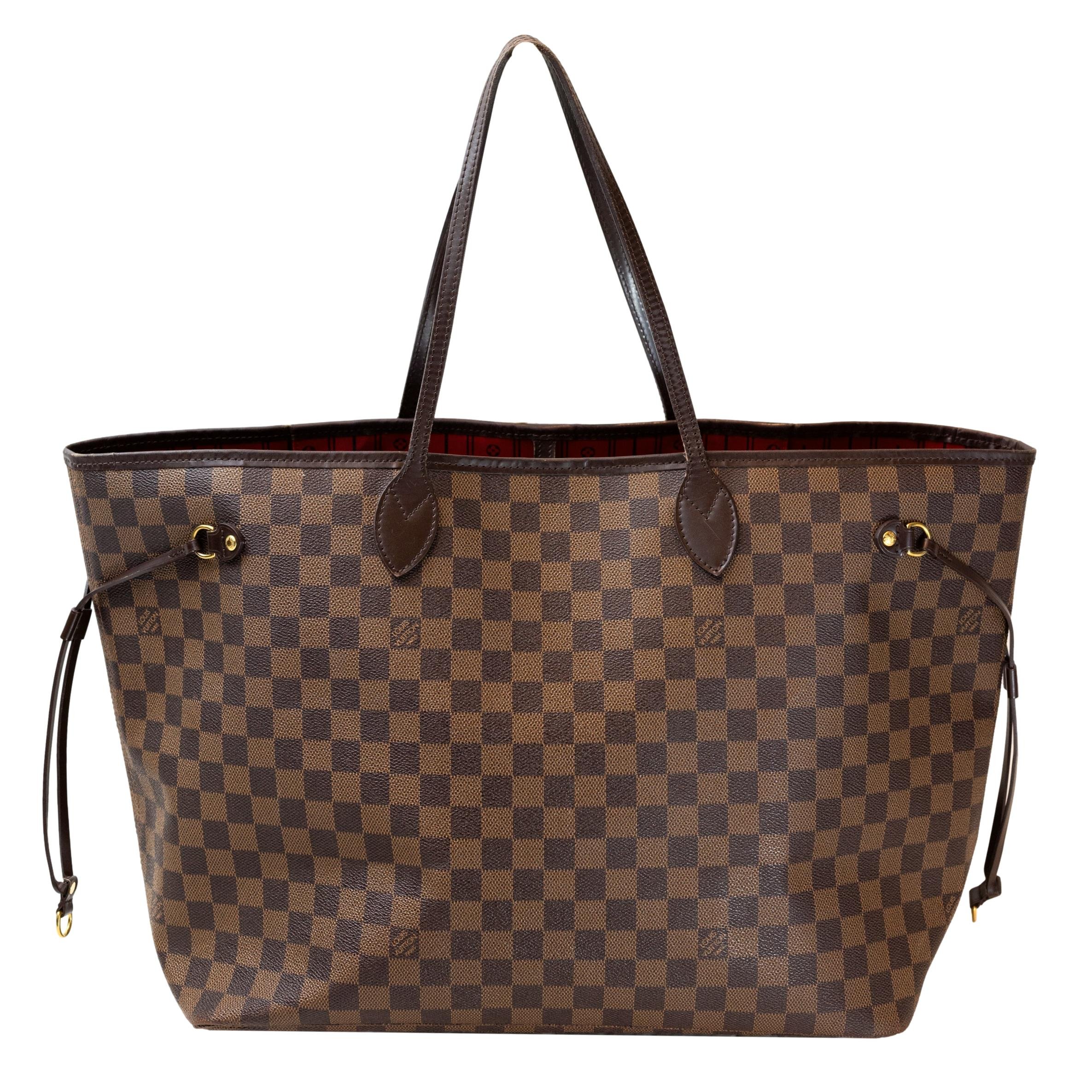 Louis Vuitton Damier Ebene Neverfull Top Handle GM Tote Bag, France 2008.