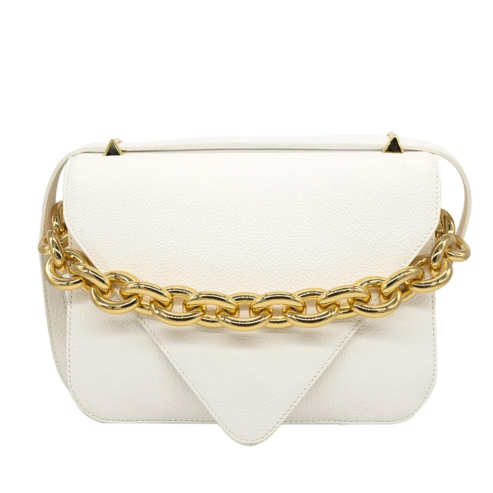 ショルダーバッグ・ポシェット BOTTEGA VENETA  Crossbody Bags Women Leather White/Gold Bottega Veneta - Mini Cassette White Woven Leather Camera Bag