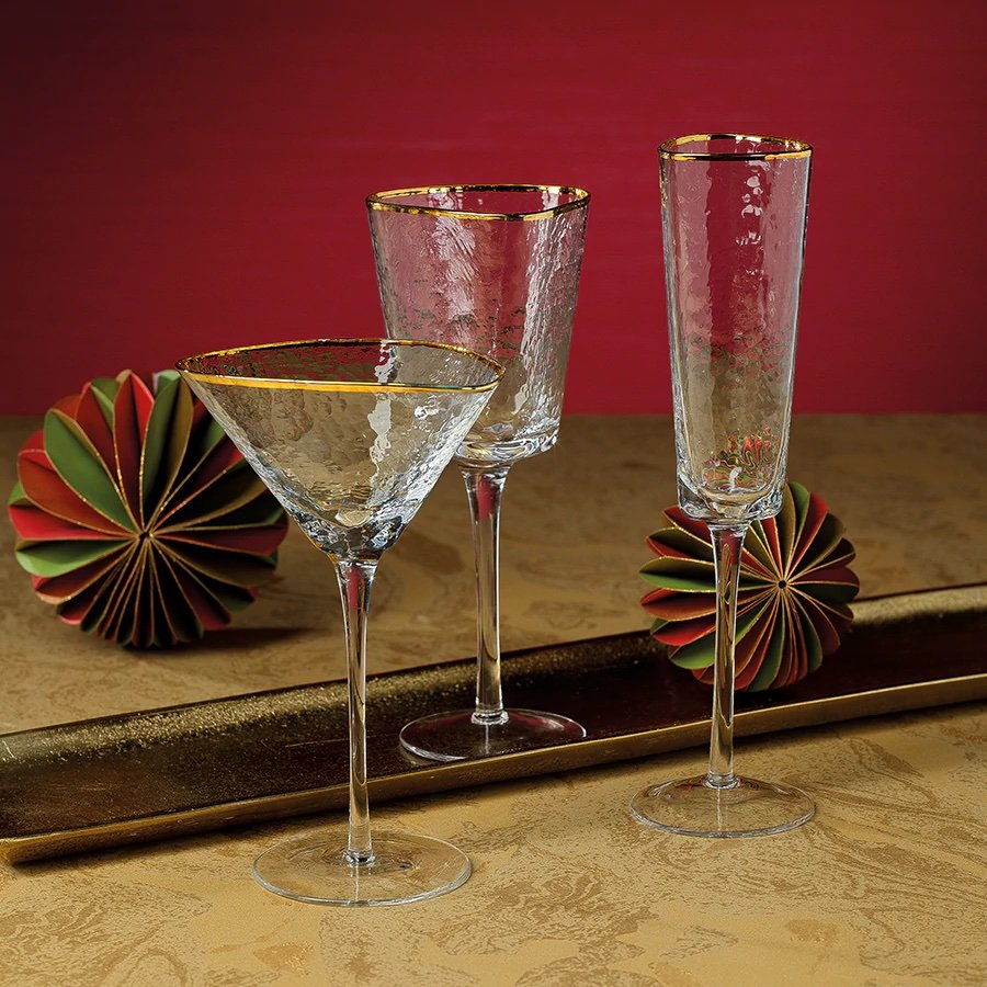 Gold Rim Ribbed Martini Glass by World Market