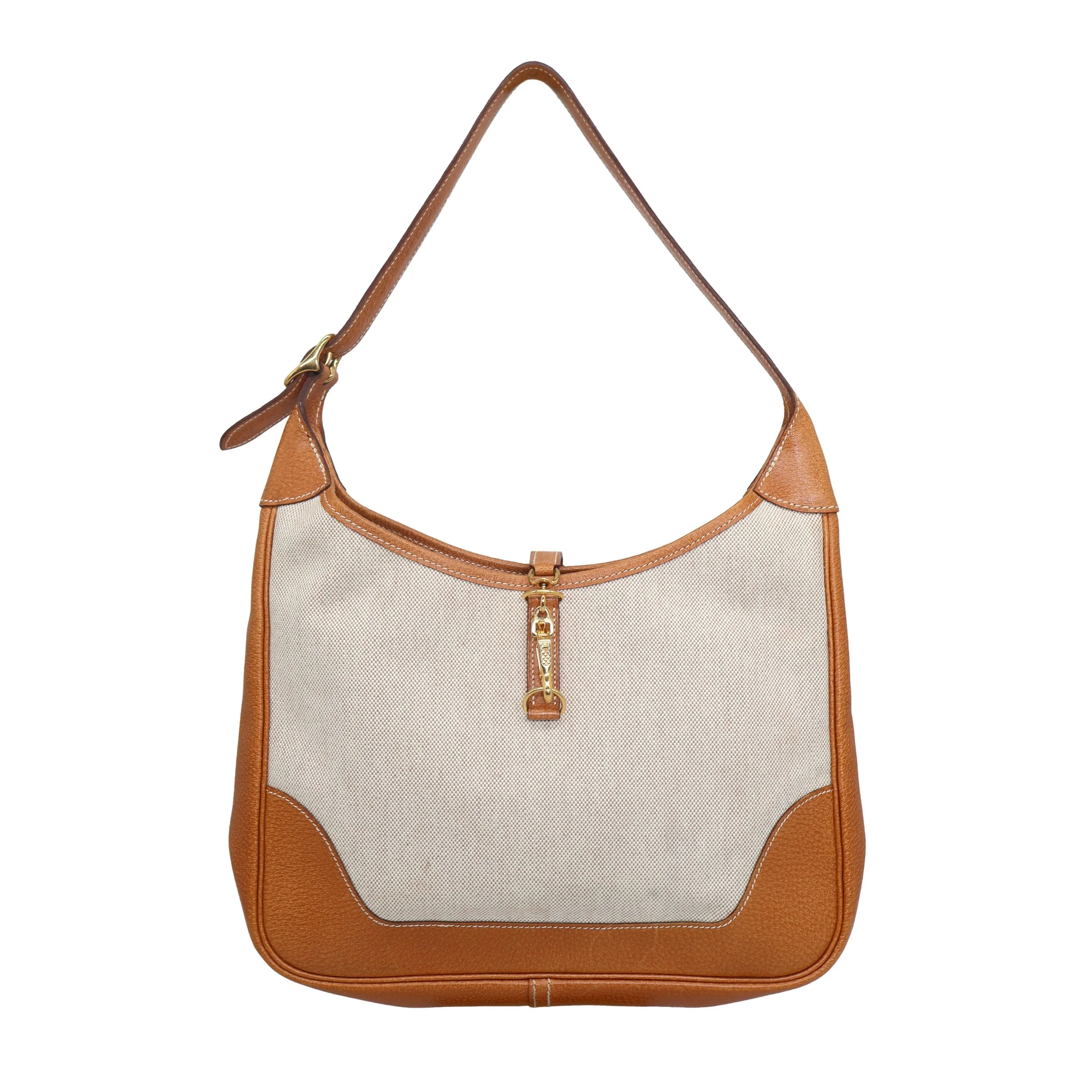 Hermès Toile Canvas & Natural Peau Porc Leather Trim II 31cm Bag, 1992.