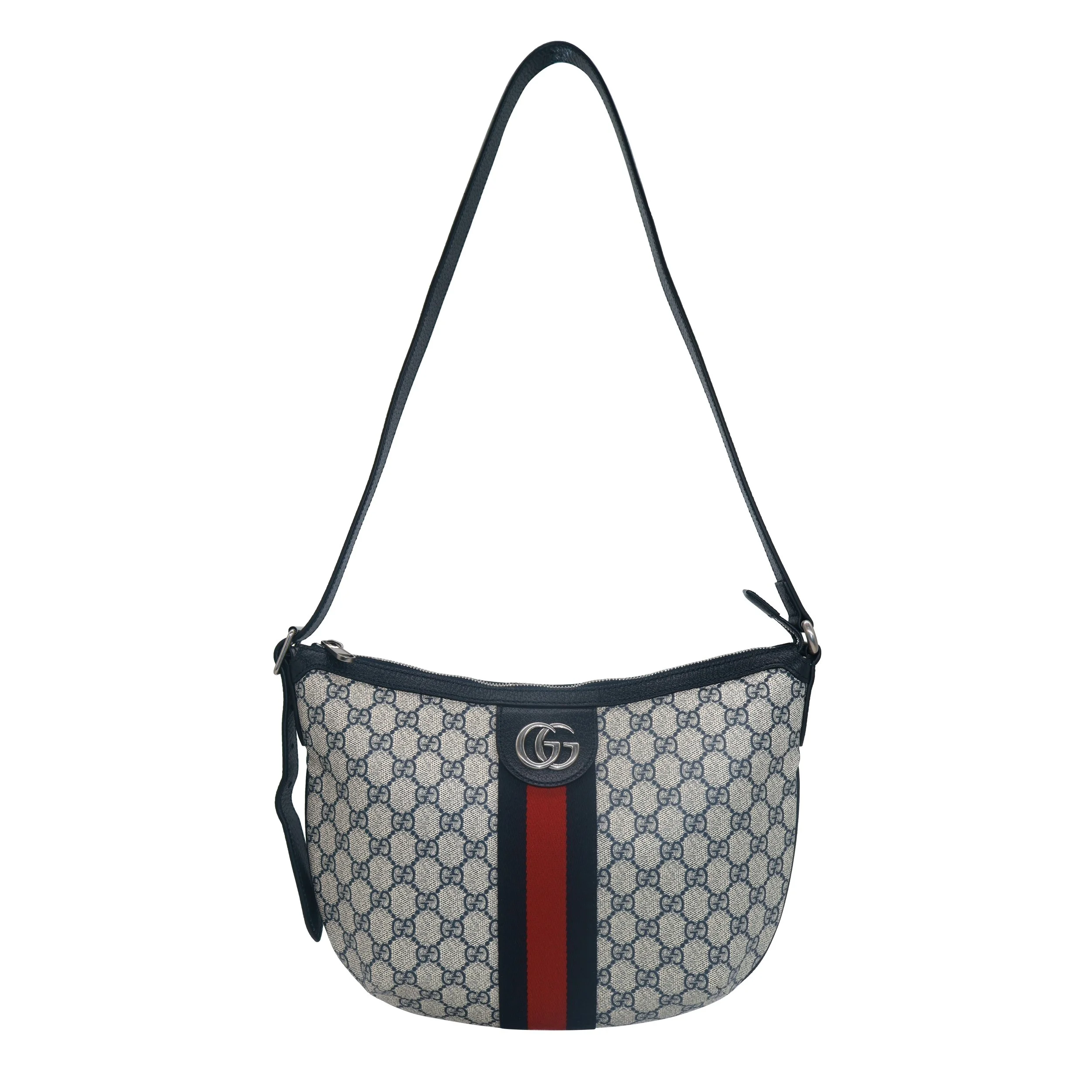 Gucci Navy GG Supreme Canvas and Leather Small Ophidia Crossbody Bag, 2018.