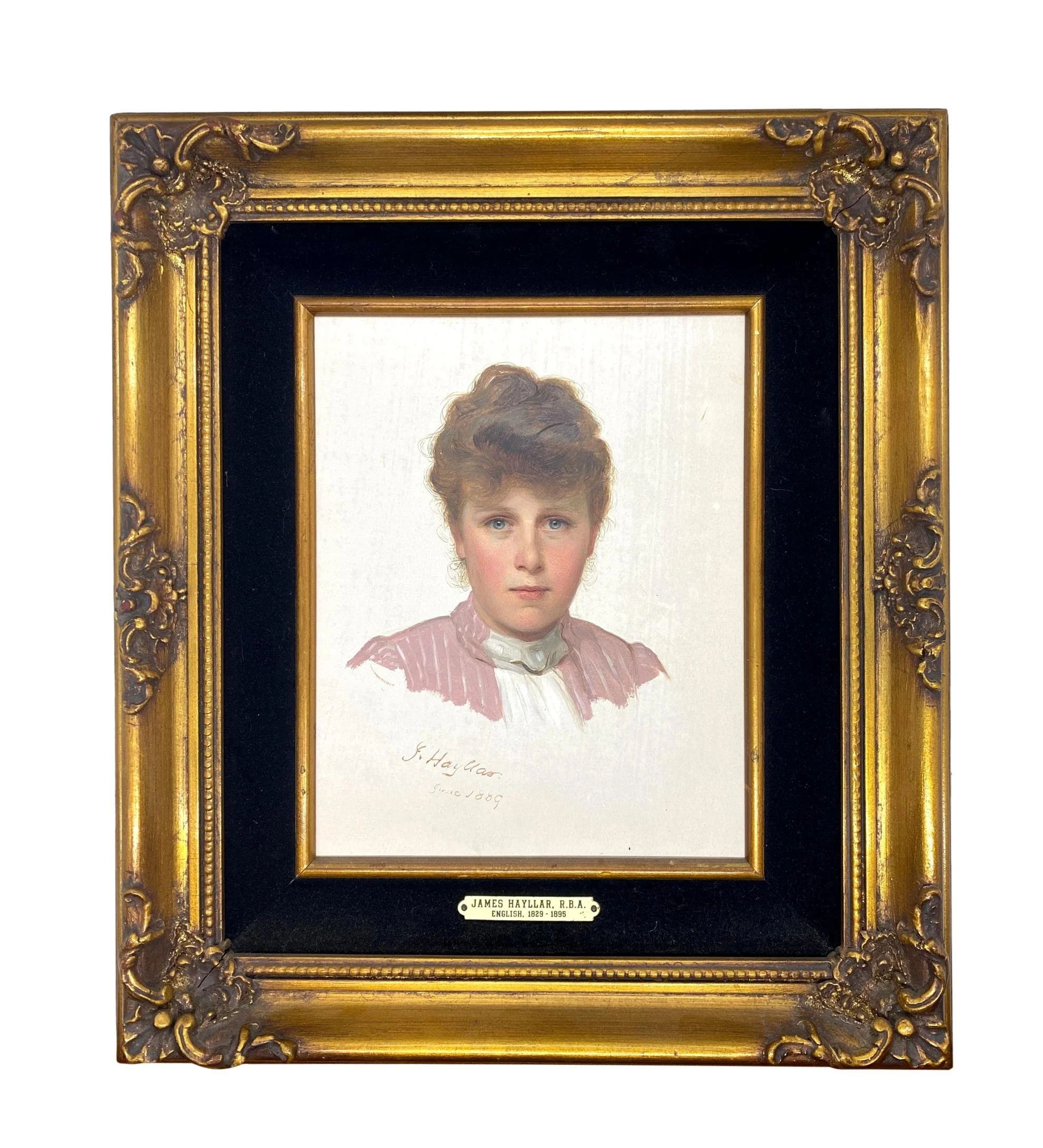 Late 19th Century British Oil on Board Portrait of a Young Woman by James Hayllar, R.B.A.