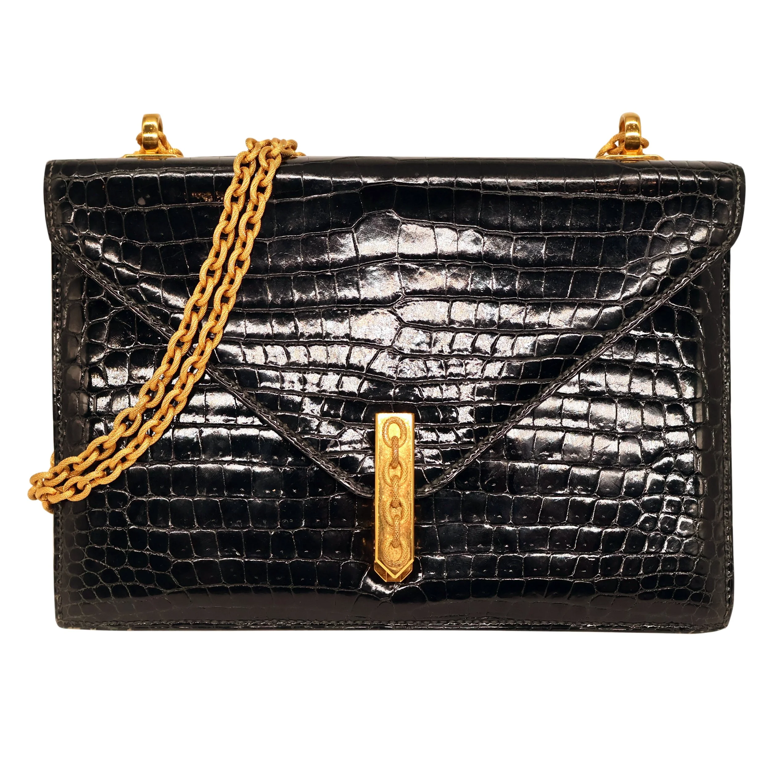Hermès Black Porosus Crocodile Alcazar Top Handle Shoulder Bag, 1980.
