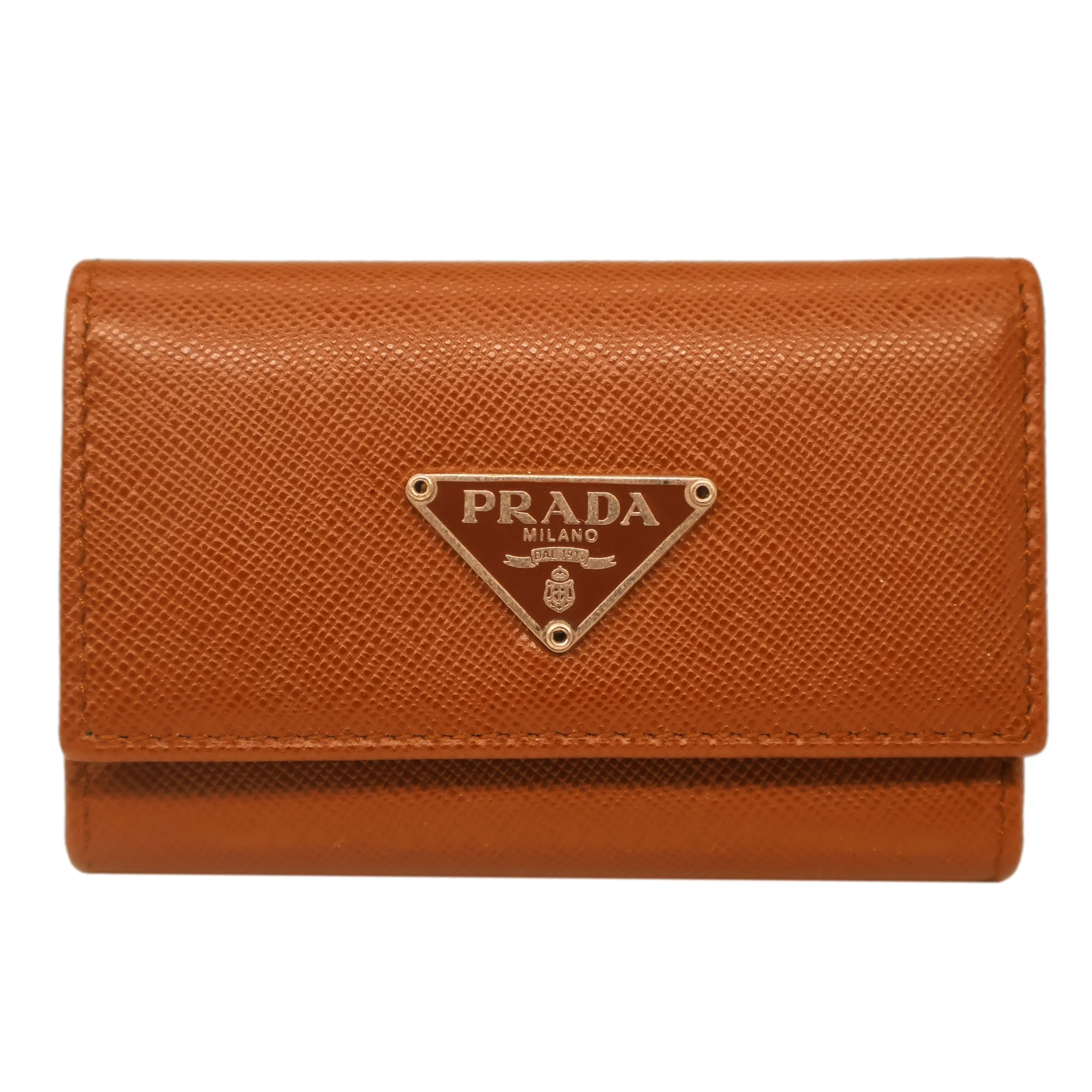 Prada Tobacco Saffiano Leather Portamon Key Case Card Holder, 2016.