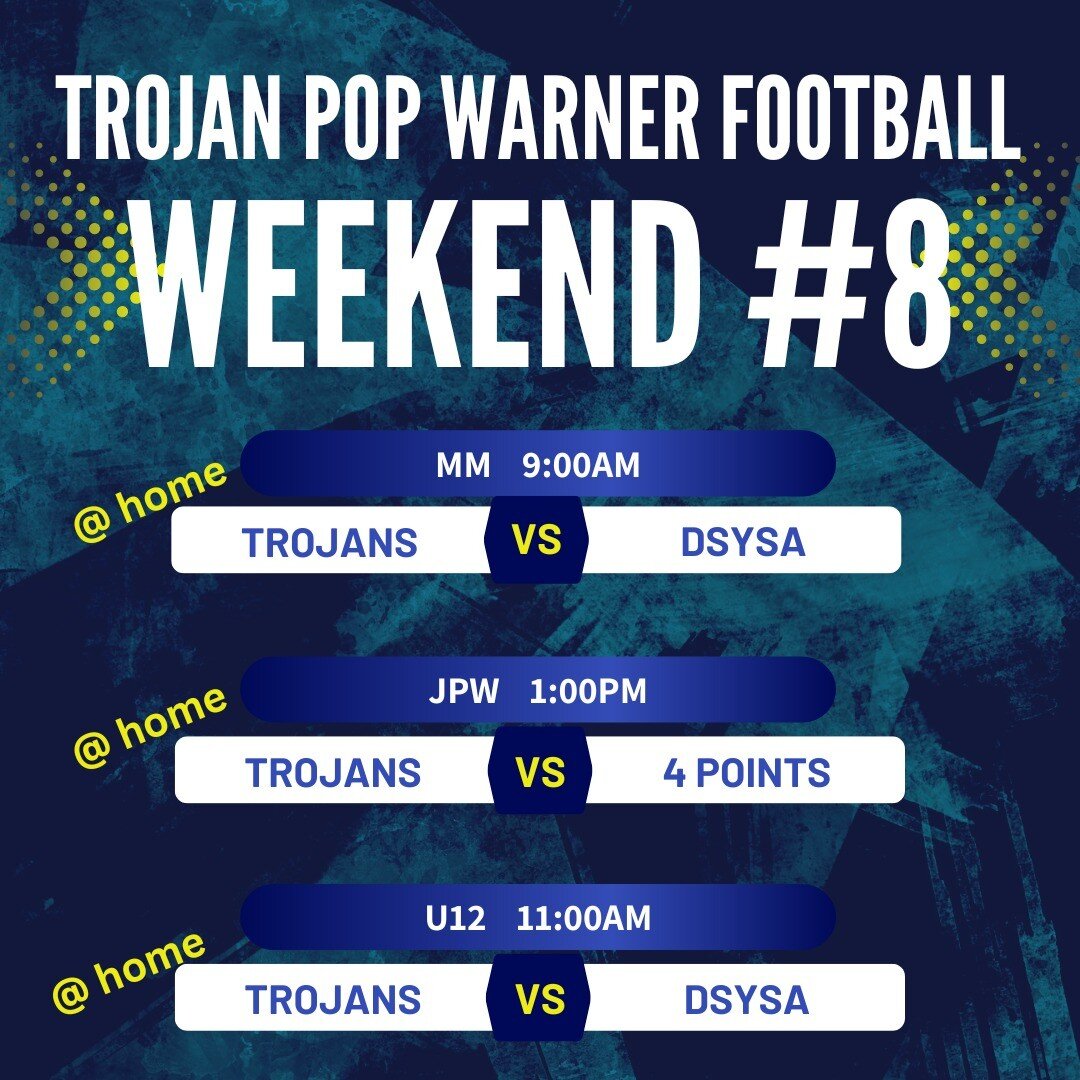 Blue and Gold! Blue and Gold! What do you say? Blue and Gold! Come out to Anderson High School's football field this weekend and cheer on our Trojans Pop Warner athletes! We have the best players and cheerleaders around!