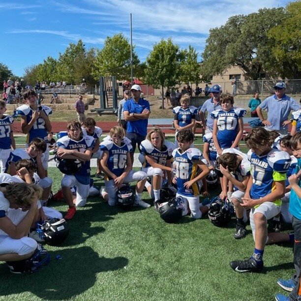 WEEK 8 - U12 FOOTBALL AND TM CHEER

Trojans U12 played an incredibly tough game against Dripping Springs U12 on Saturday. Our players fought hard until the last second, but the clock ran out with a 12-14 loss to DS. They are looking forward to a win 