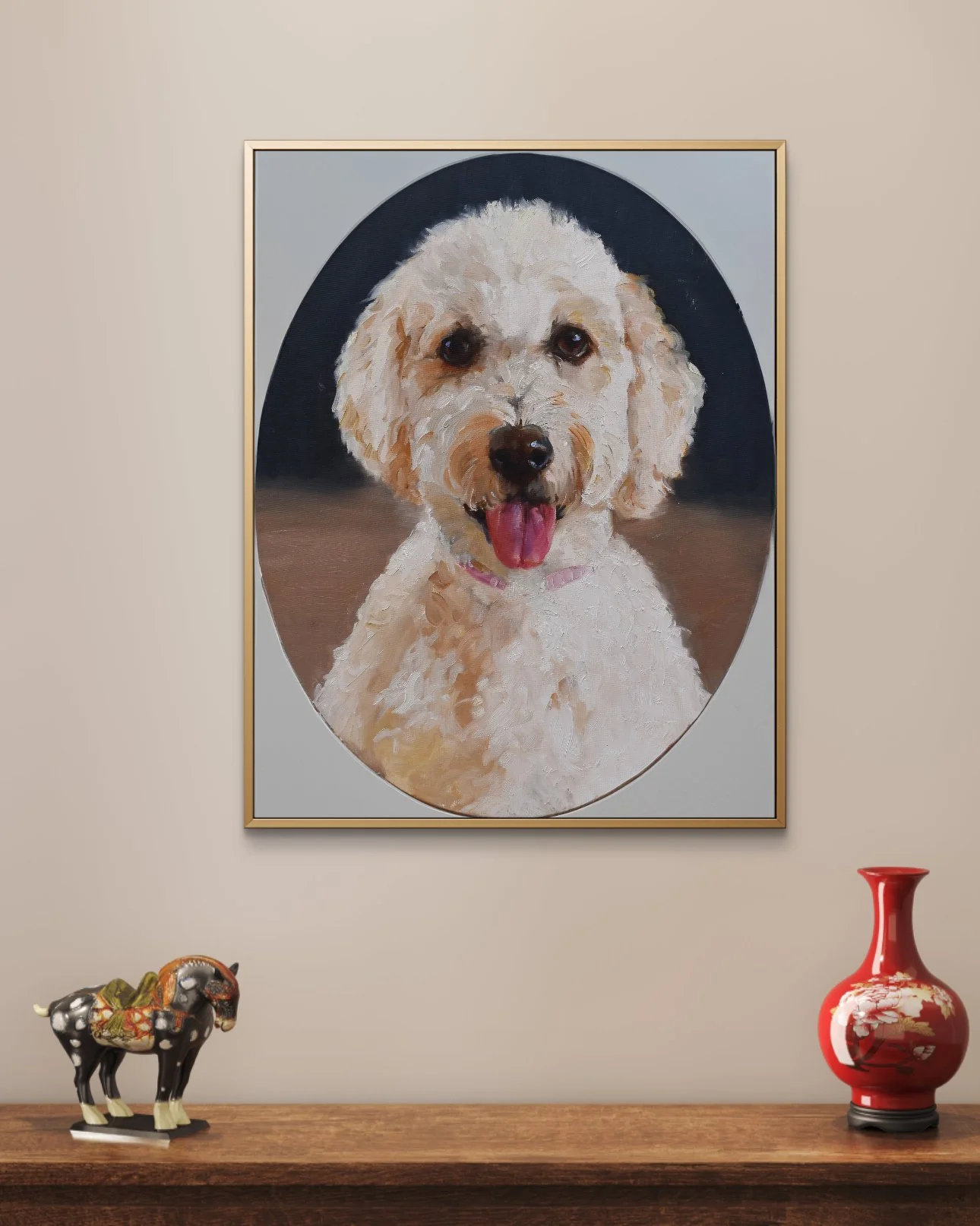 Millie oval oil painting