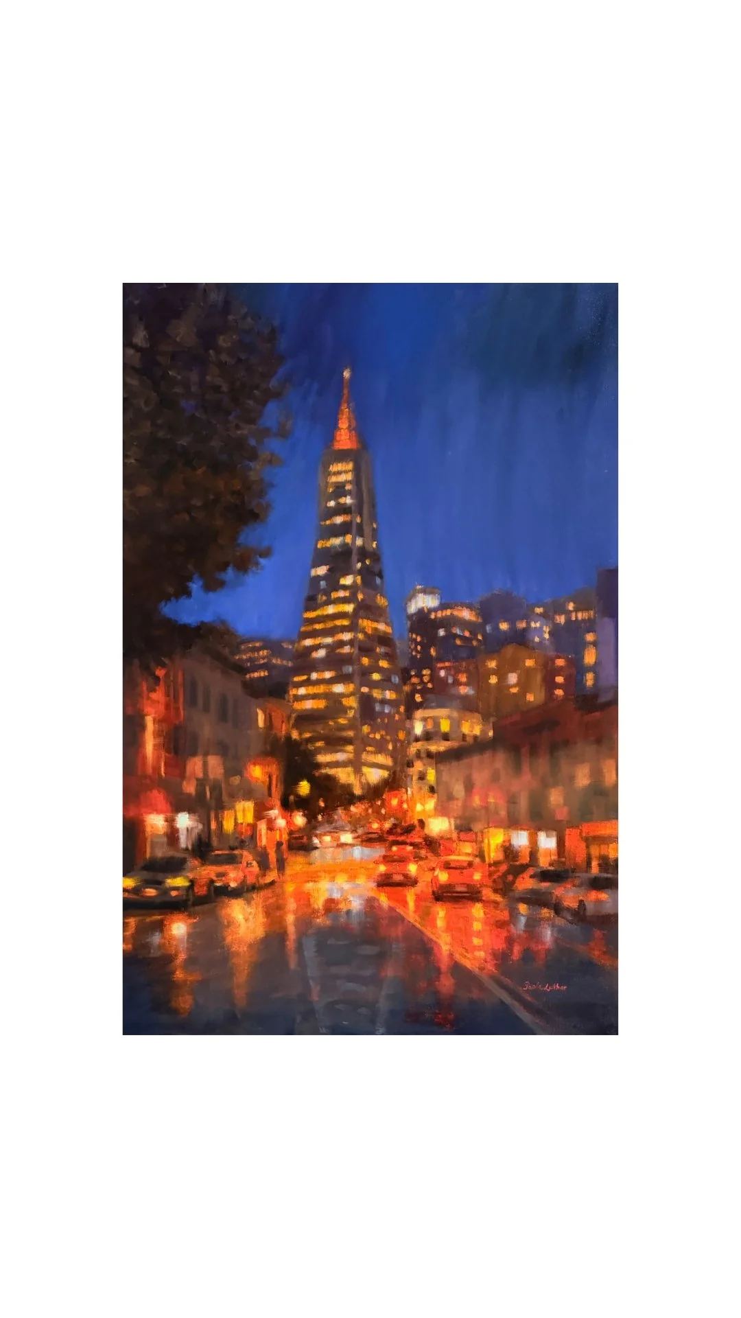 Nighttime Glow in SF, oil on canvas 24x36 inches