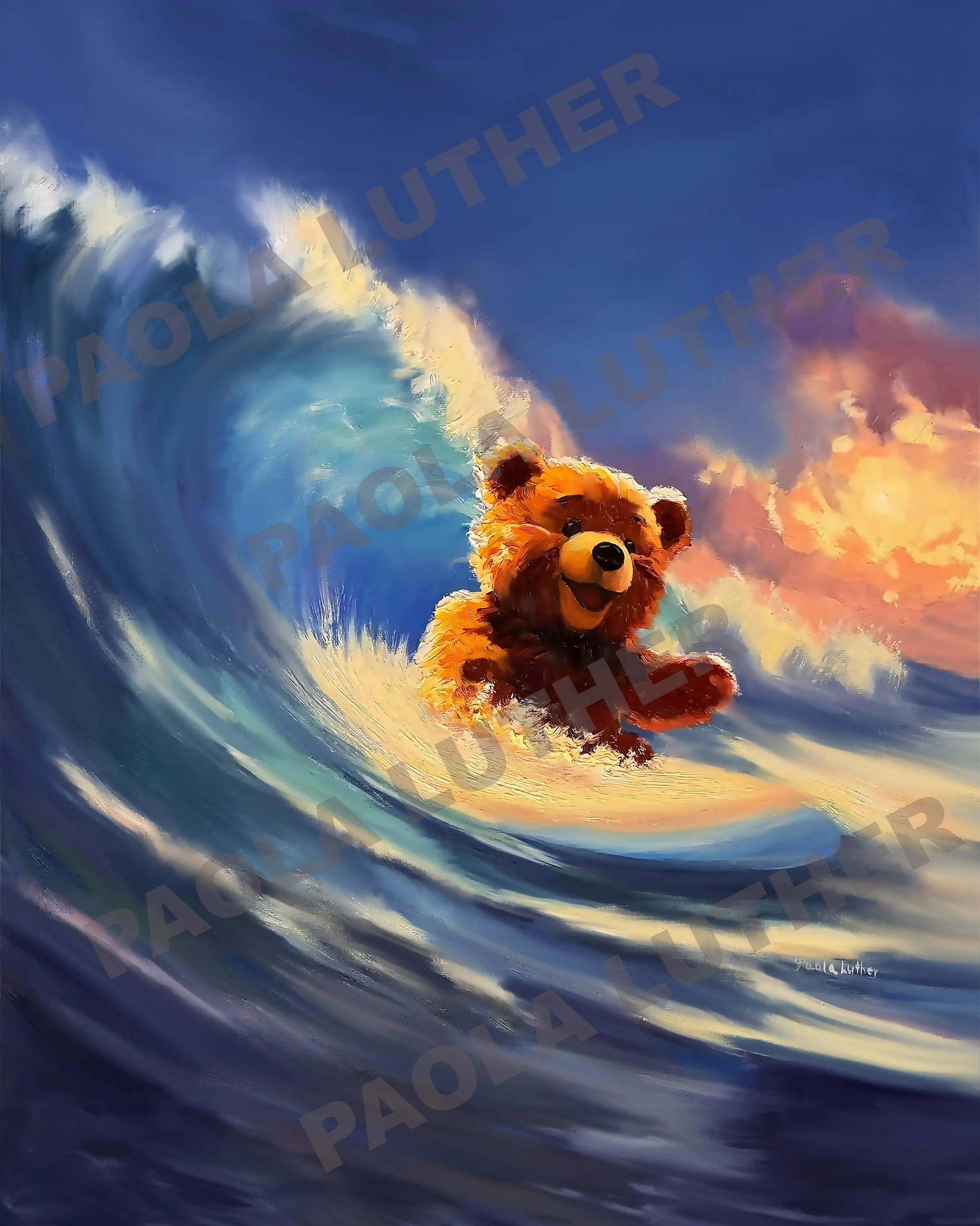 Surfing right 16x16" ©