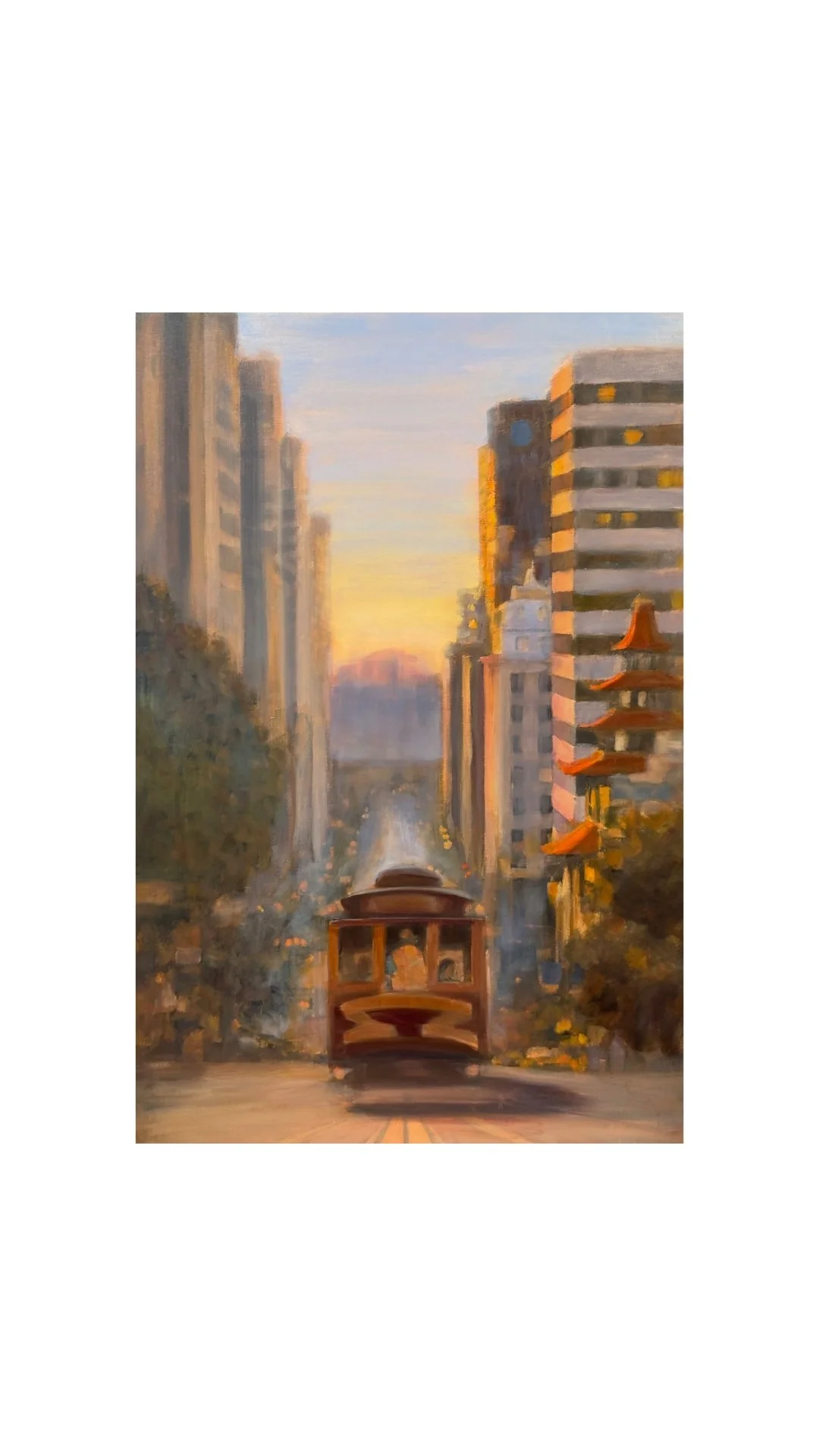 Golden Tracks in SF, oil on canvas 24x36 inches