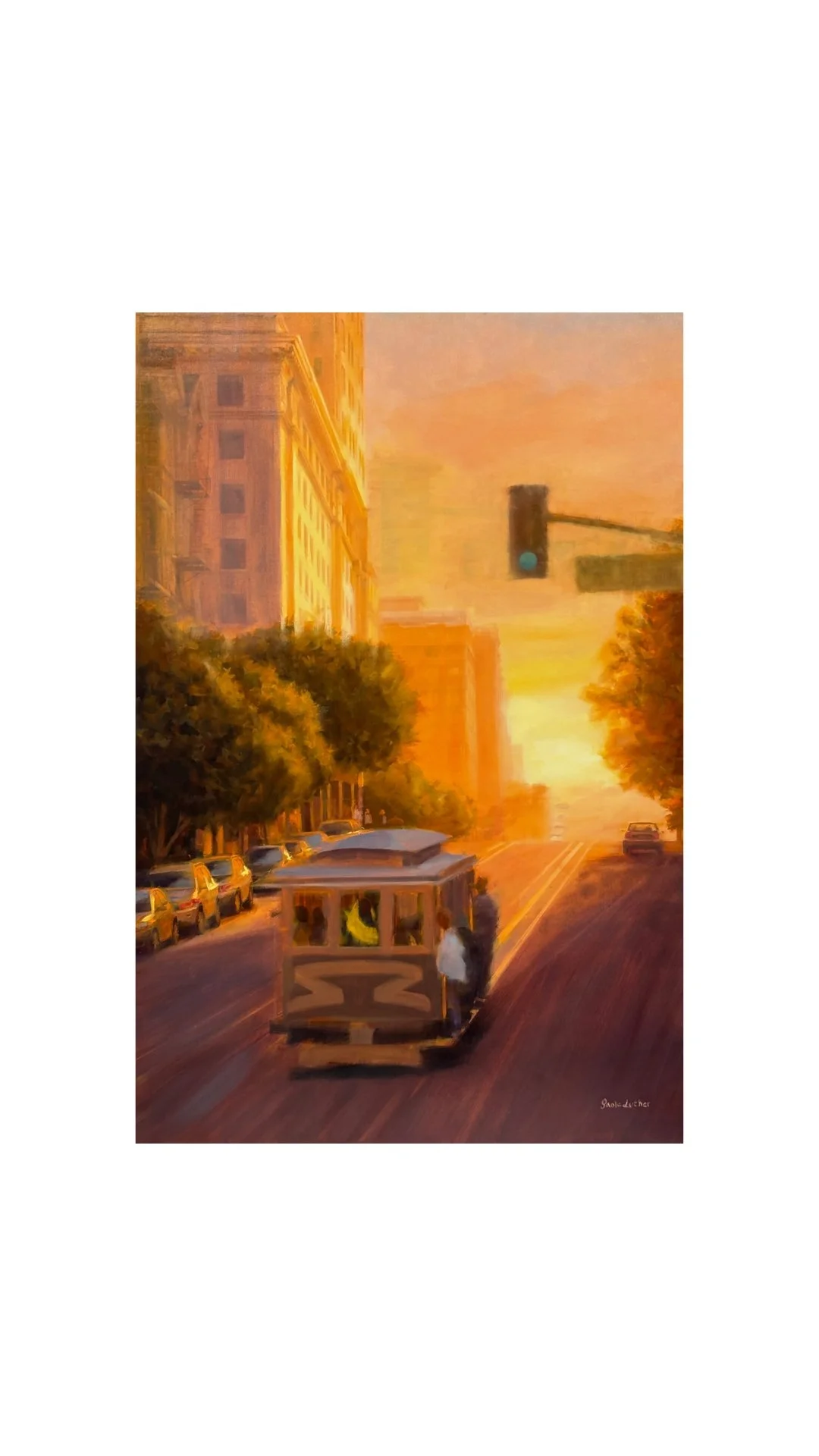 Sunlit Ride in SF, oil on canvas 24x36 inches