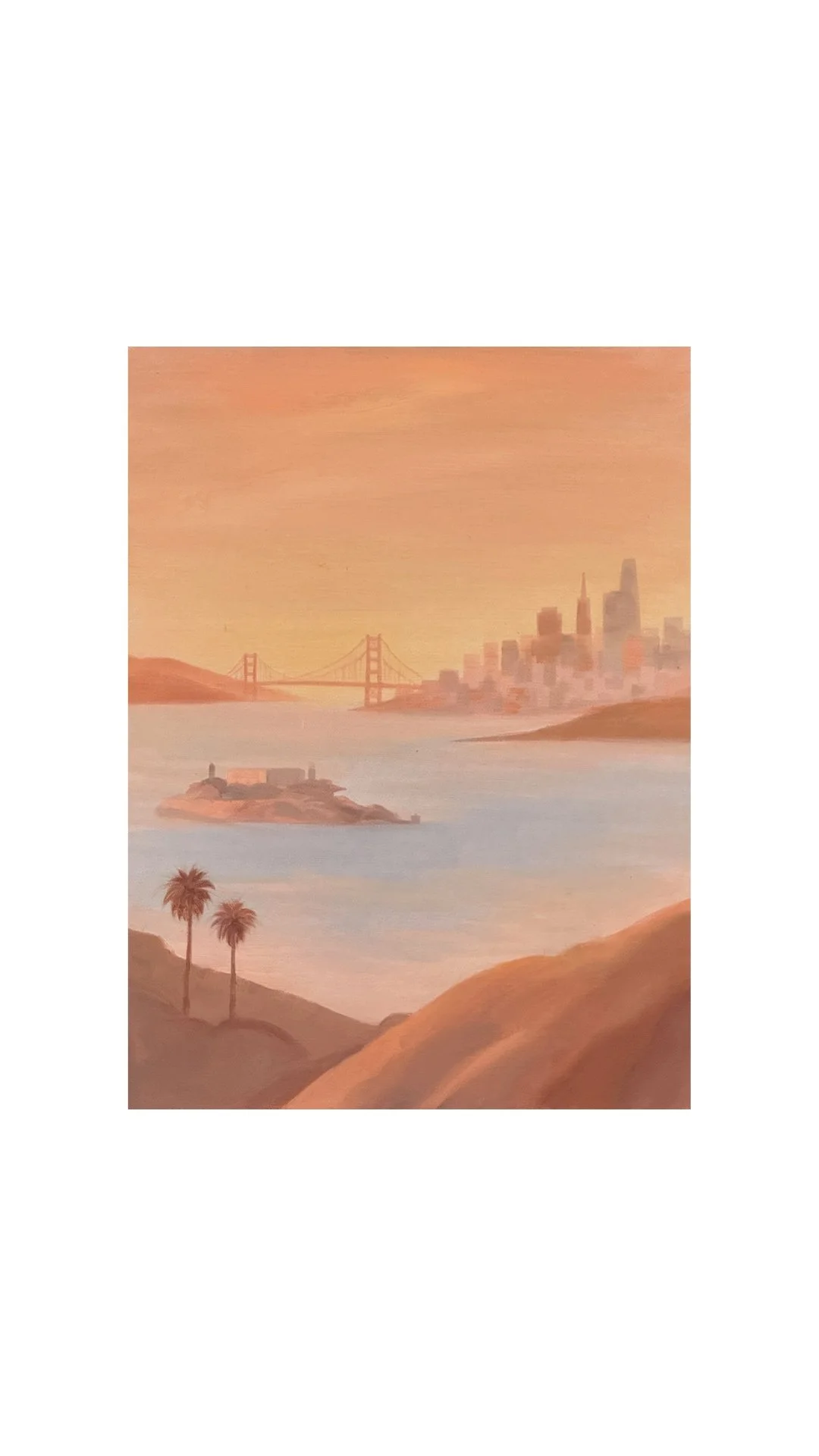Alcatraz Glow in SF, oil on canvas 12x16 inches