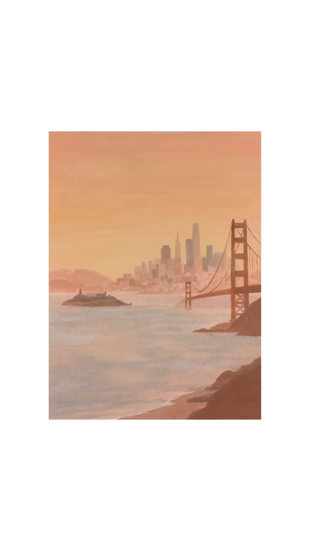 Golden Gate Calm in SF, oil on canvas 12x16 inches