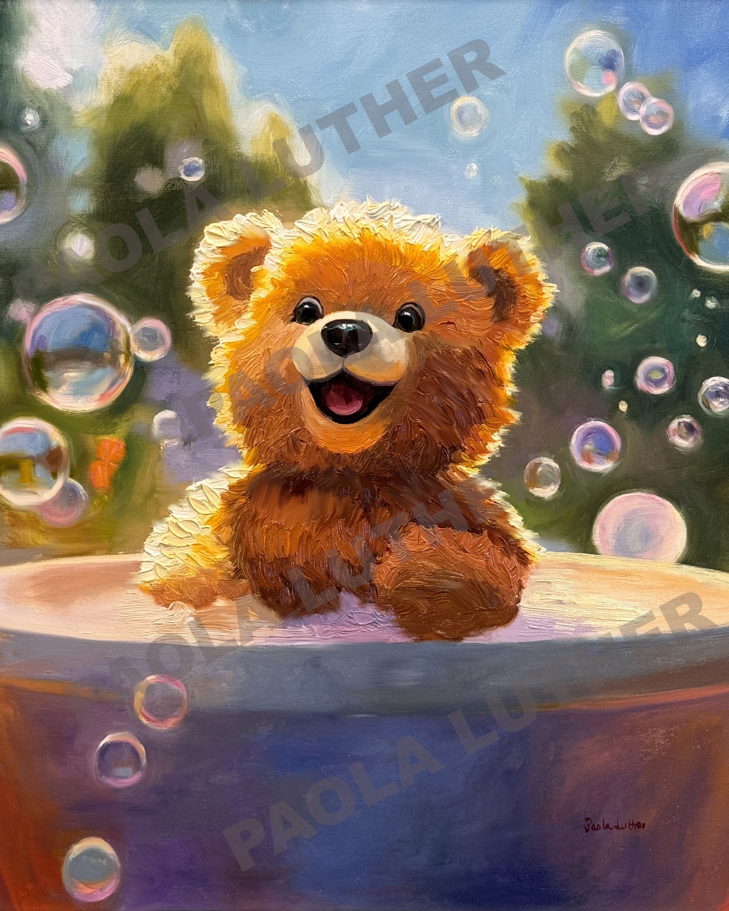 Blue bubbles 22x22" ©