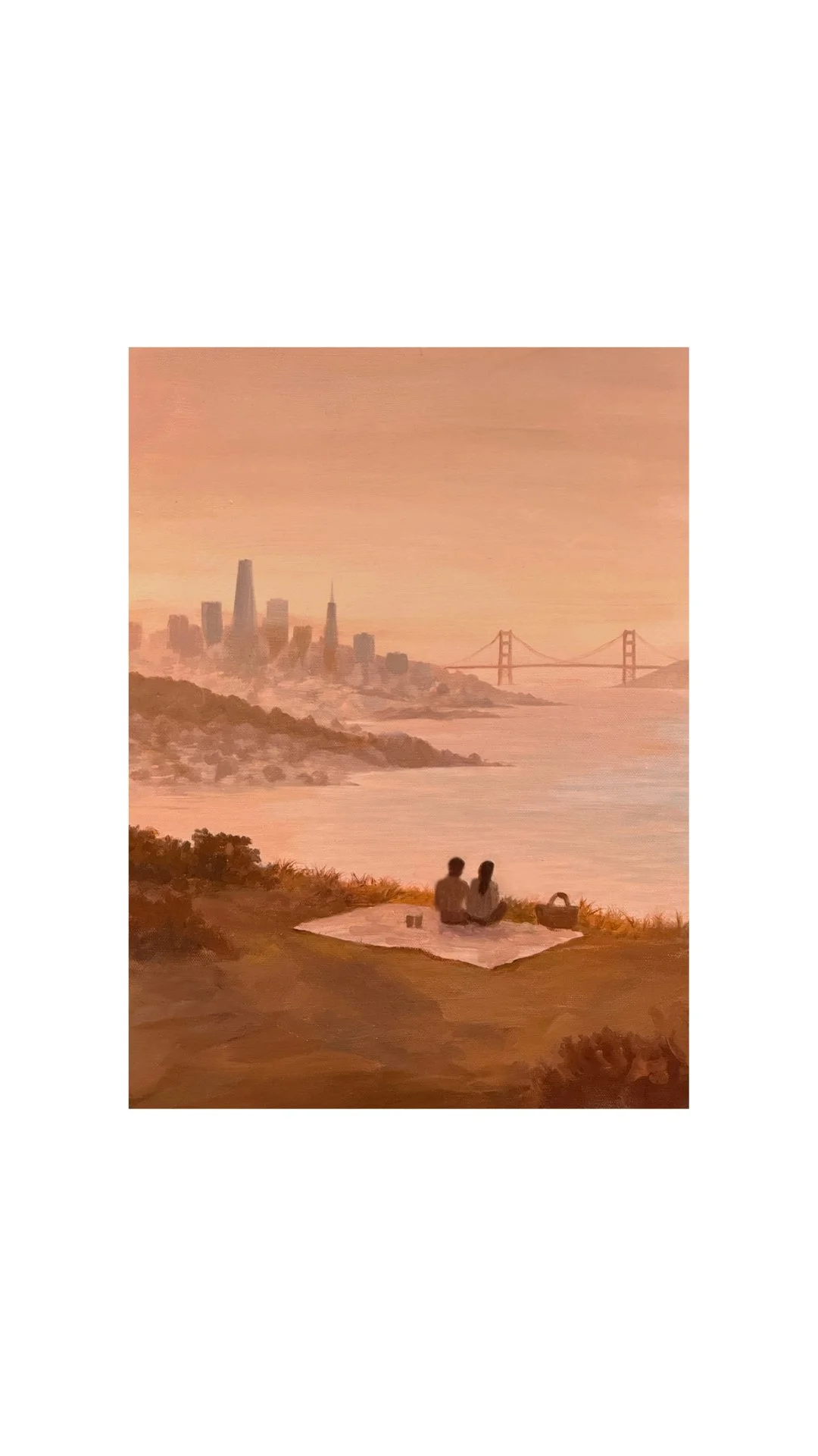 Sunset Picnic in SF, oil on canvas 12x16 inches