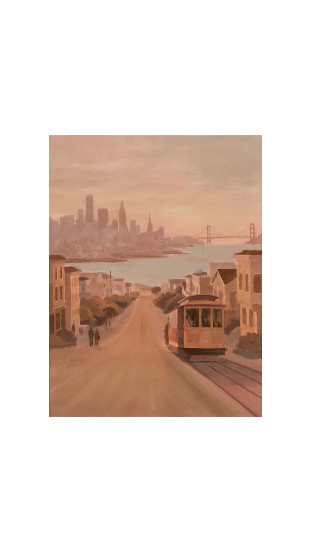 Morning Ride in SF, oil on canvas 12x16 inches