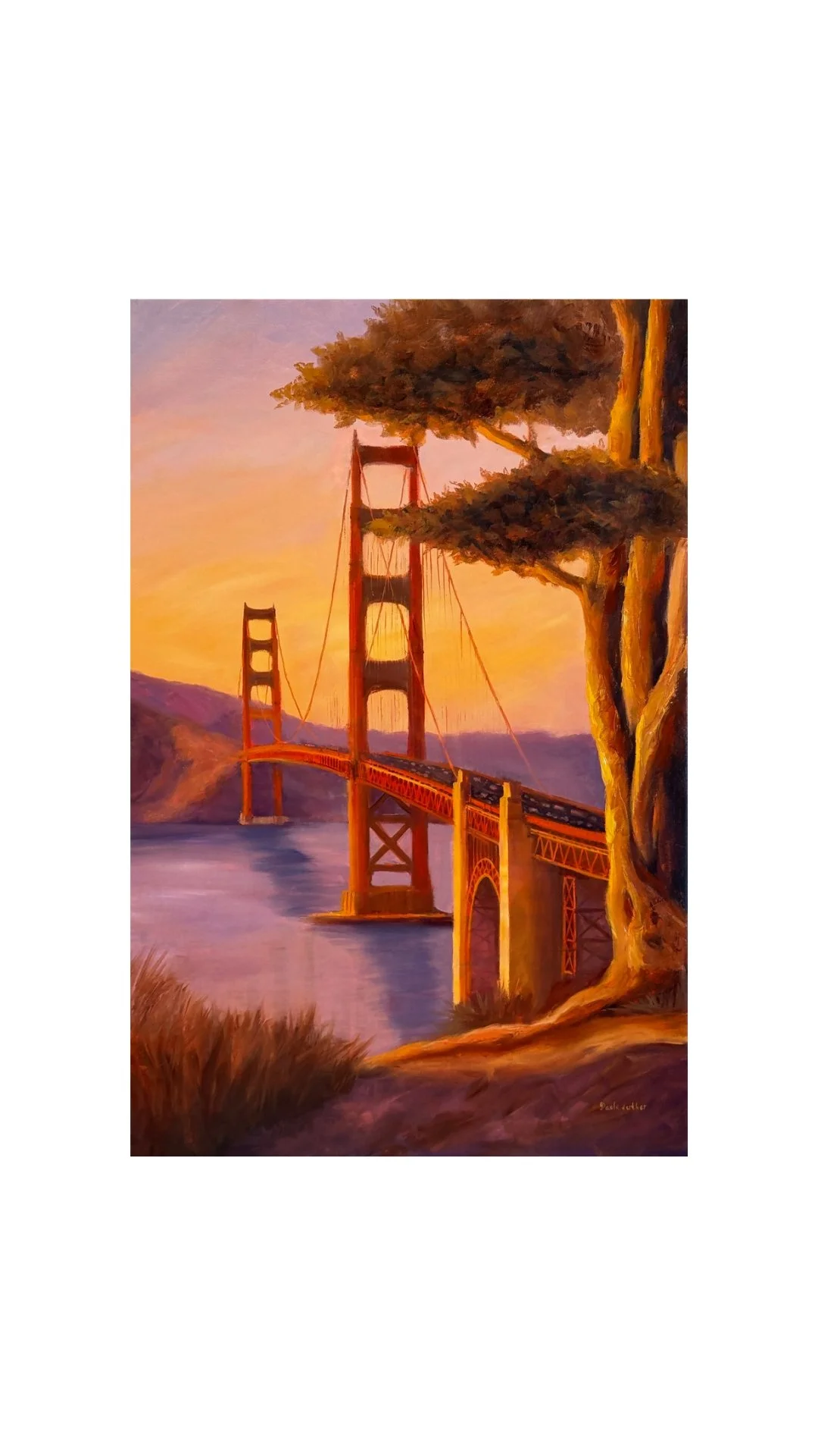 Bridge at Golden Hour, oil on canvas 24x36 inches