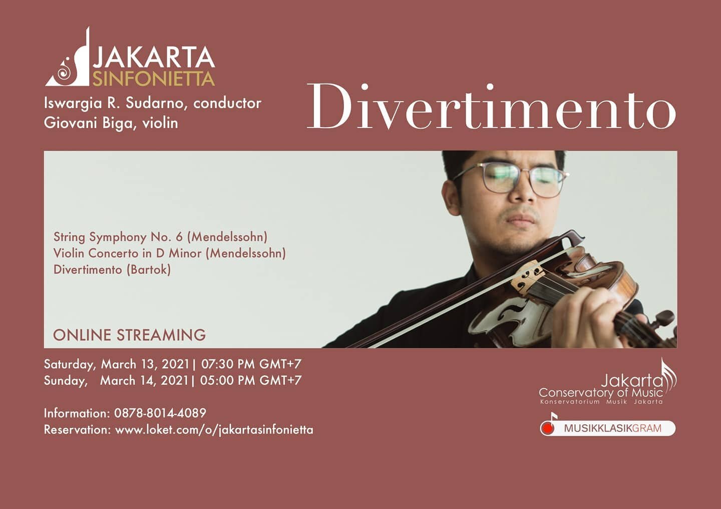 Coming up next! Which you can watch it at home 🙂 

#Repost @jakarta.sinfonietta
&bull; &bull; &bull; &bull; &bull; &bull;
OUR NEXT ONLINE CONCERT

Featuring talented violinist Giovani Biga, who is certainly familiar to classical music audiences in I