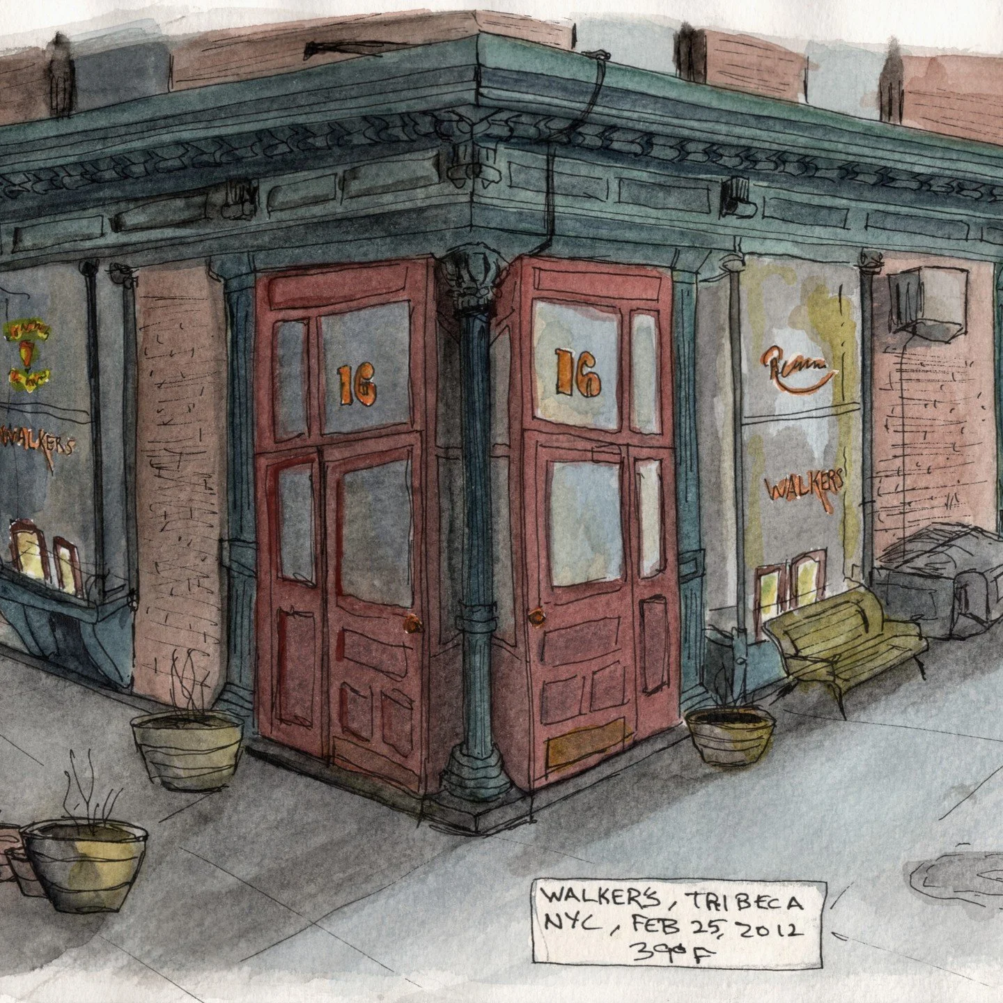 'Walker's Restaurant, Tribeca, NYC' , Watercolor, ink, mixed media, painted on 9 x 12 Arches Cold Press.
.
wwwKovalFineArtcom #watercolor #cityscape #painting #instaart @davinci_artistbrushes_official @danielsmithartistsmaterials @rosemarybrushes @sc