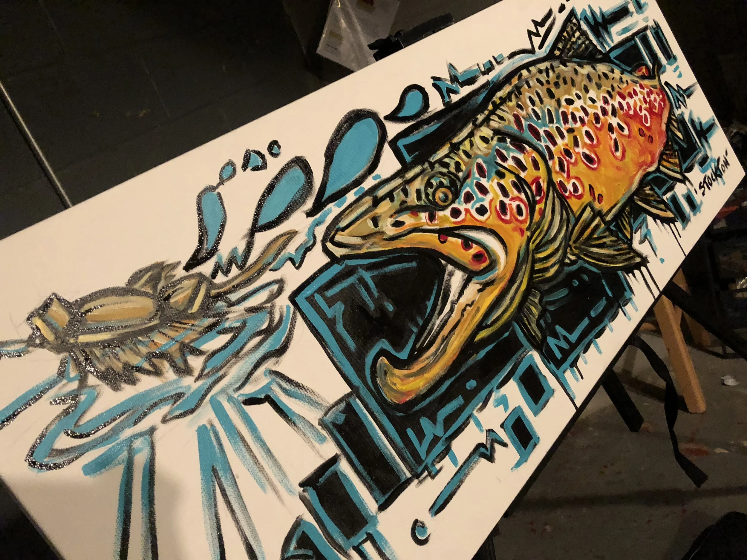 Mouse Brown Trout OIL PAINTING