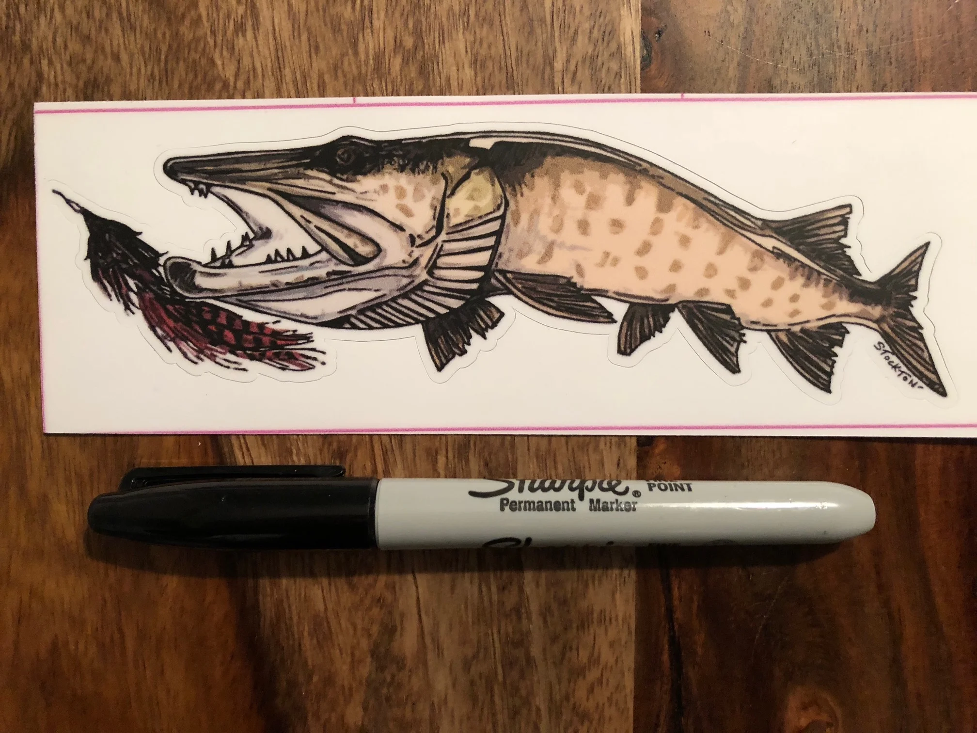 Fish Decal Muskie LSC Black&Red