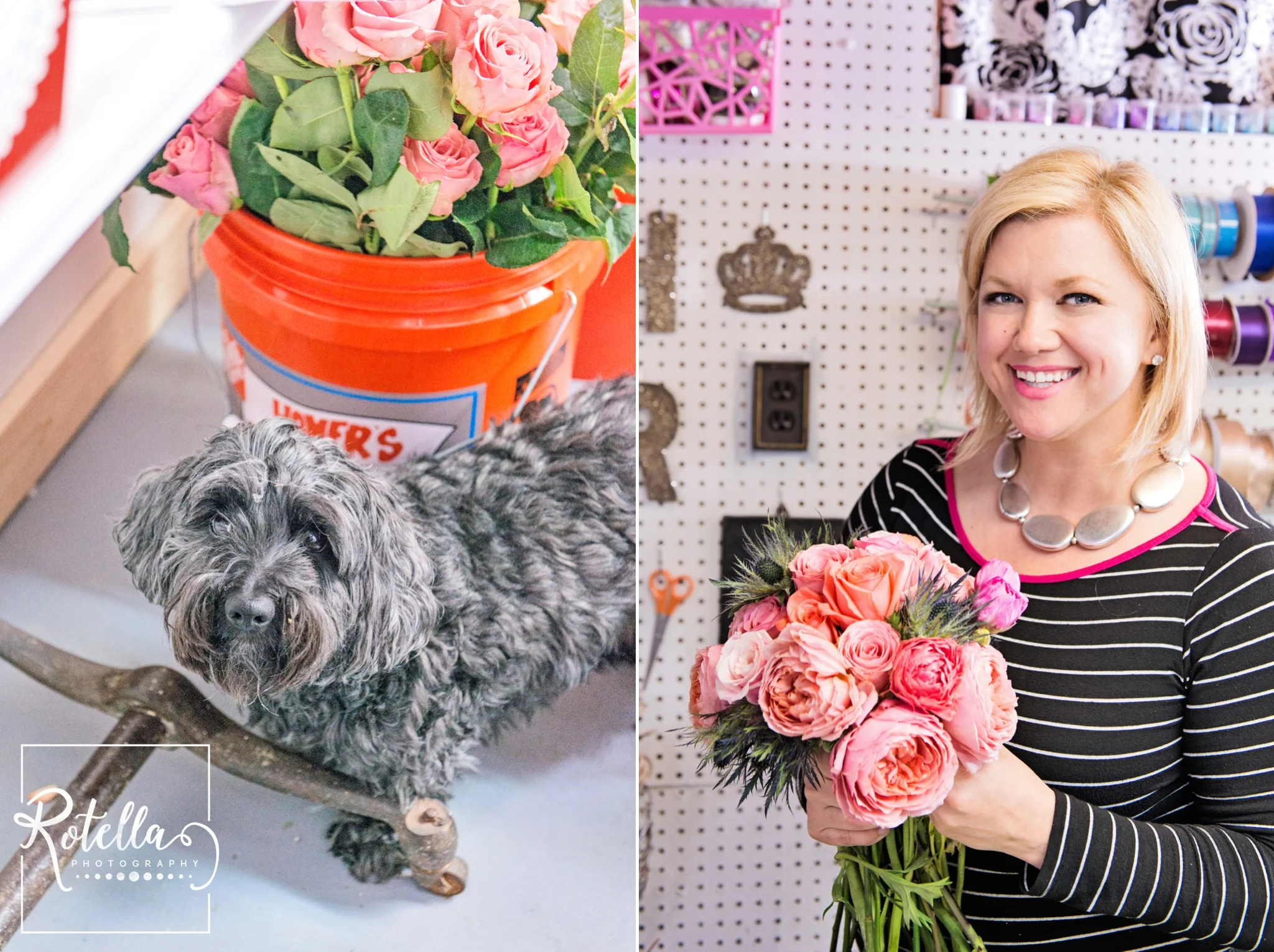 Florist holding bouquet